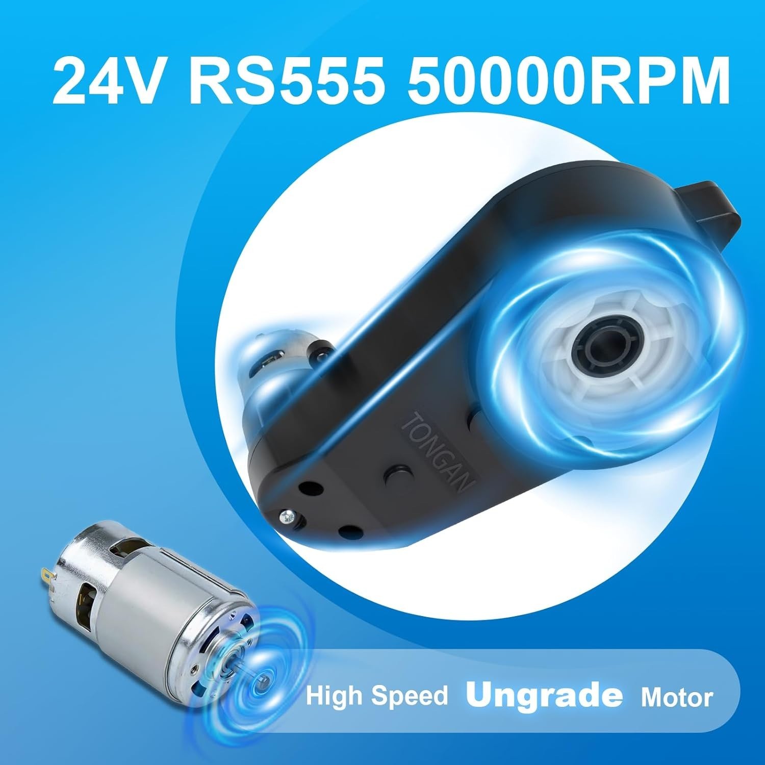24V Motor-50000Rpm for Power Wheels,Rs555 High-Speed Steel Gears Motor Gearbox f