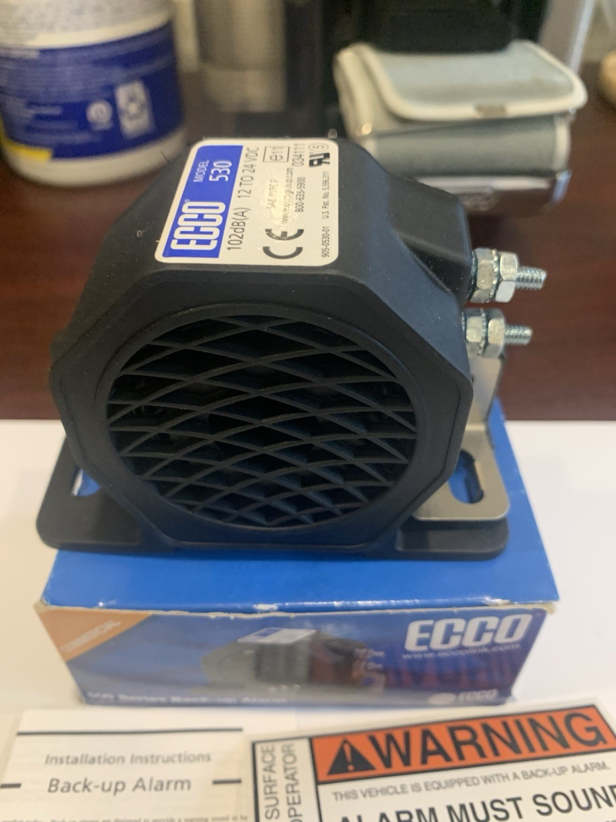 NEW Ecco 500 Series Back-Up Alarm Model 520 12-24V Black Alarm System 97dB NOB