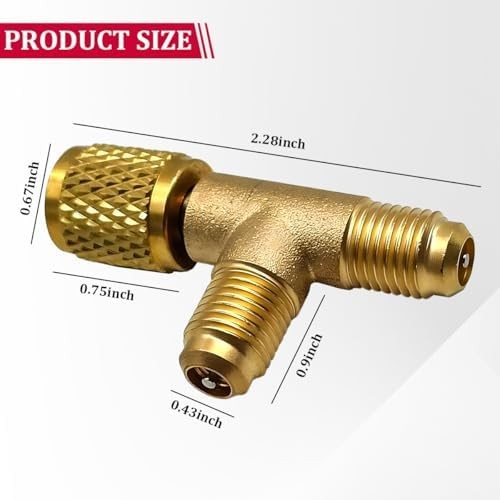 Car Quick Coupler Access Tee, Brass 1/4″ SAE Valve Core Tee Adapter for R22 R12