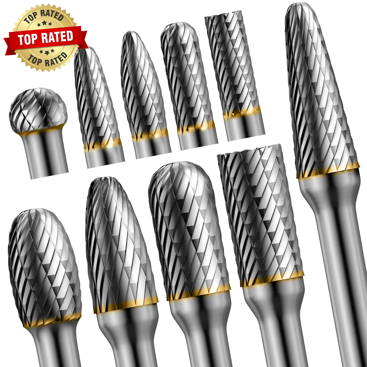 10Pcs Die Grinder Bits W/ 1/4″ Shank, Tungsten Carbide Burr Set for Metal Steel