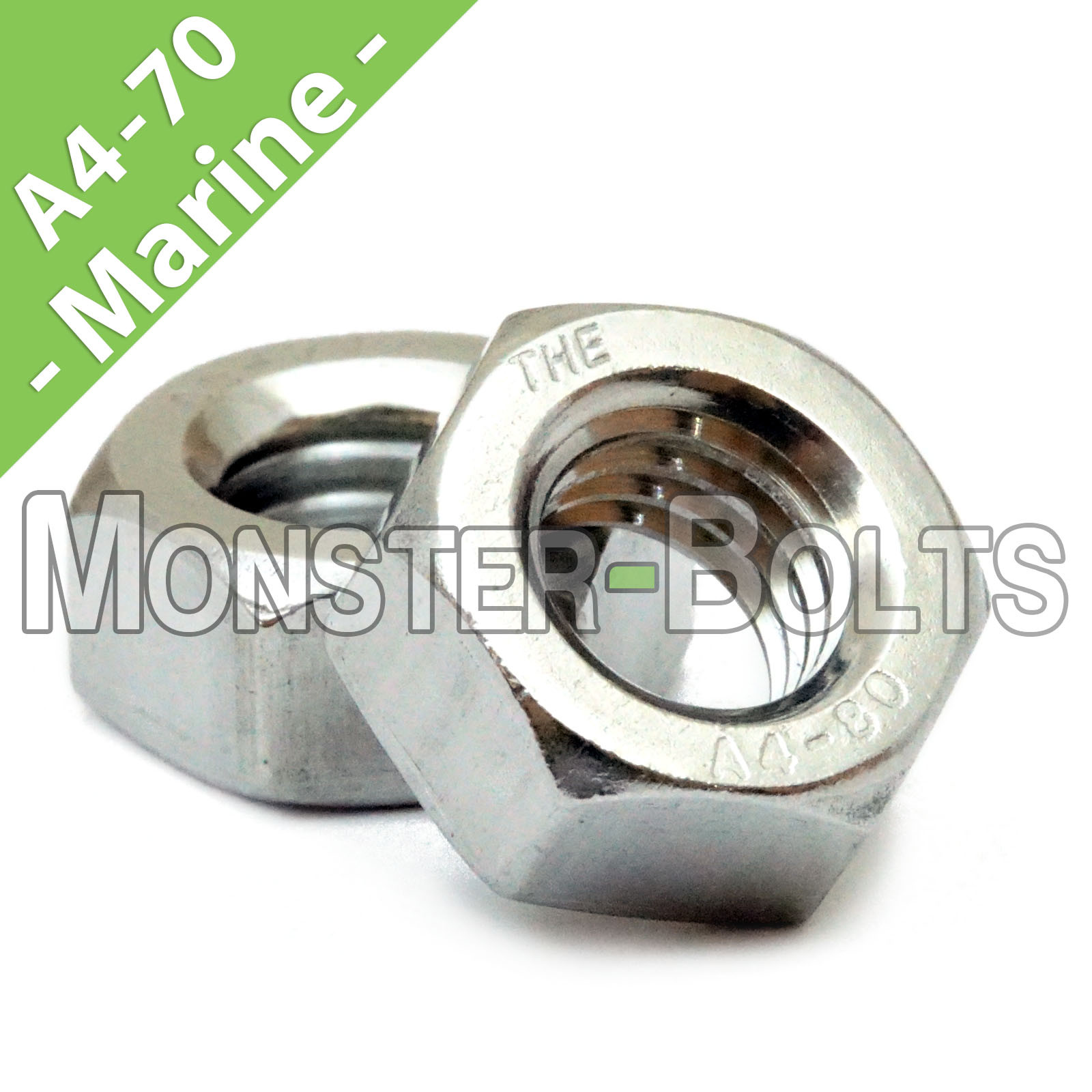 M3-0.50 Metric Hex Nuts, A4 / 316 Marine Grade Stainless Steel DIN 934, Coarse