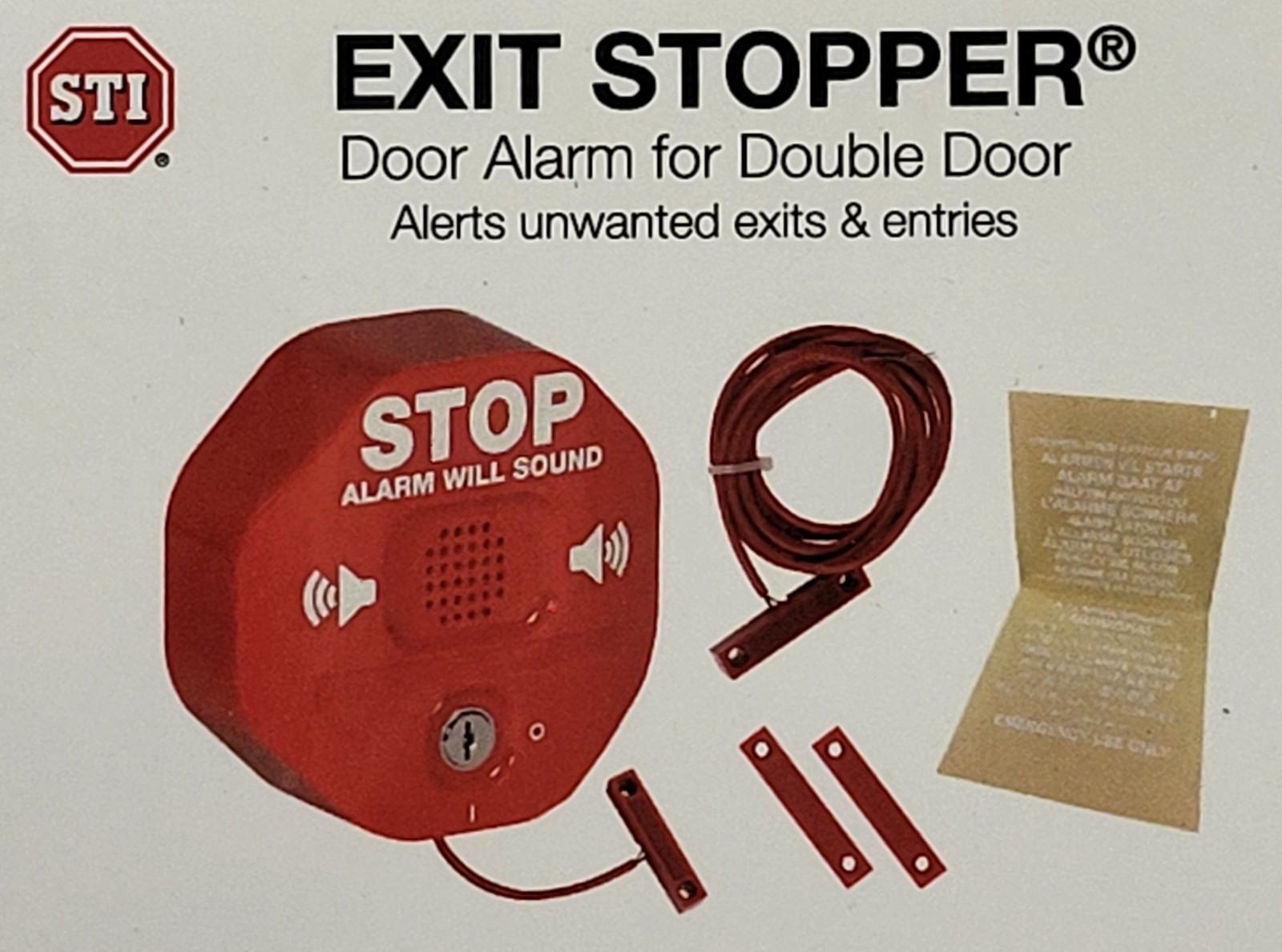 NEW STI STI-6402 105 dB Exit Stopper Multifunction Double Door Alarm