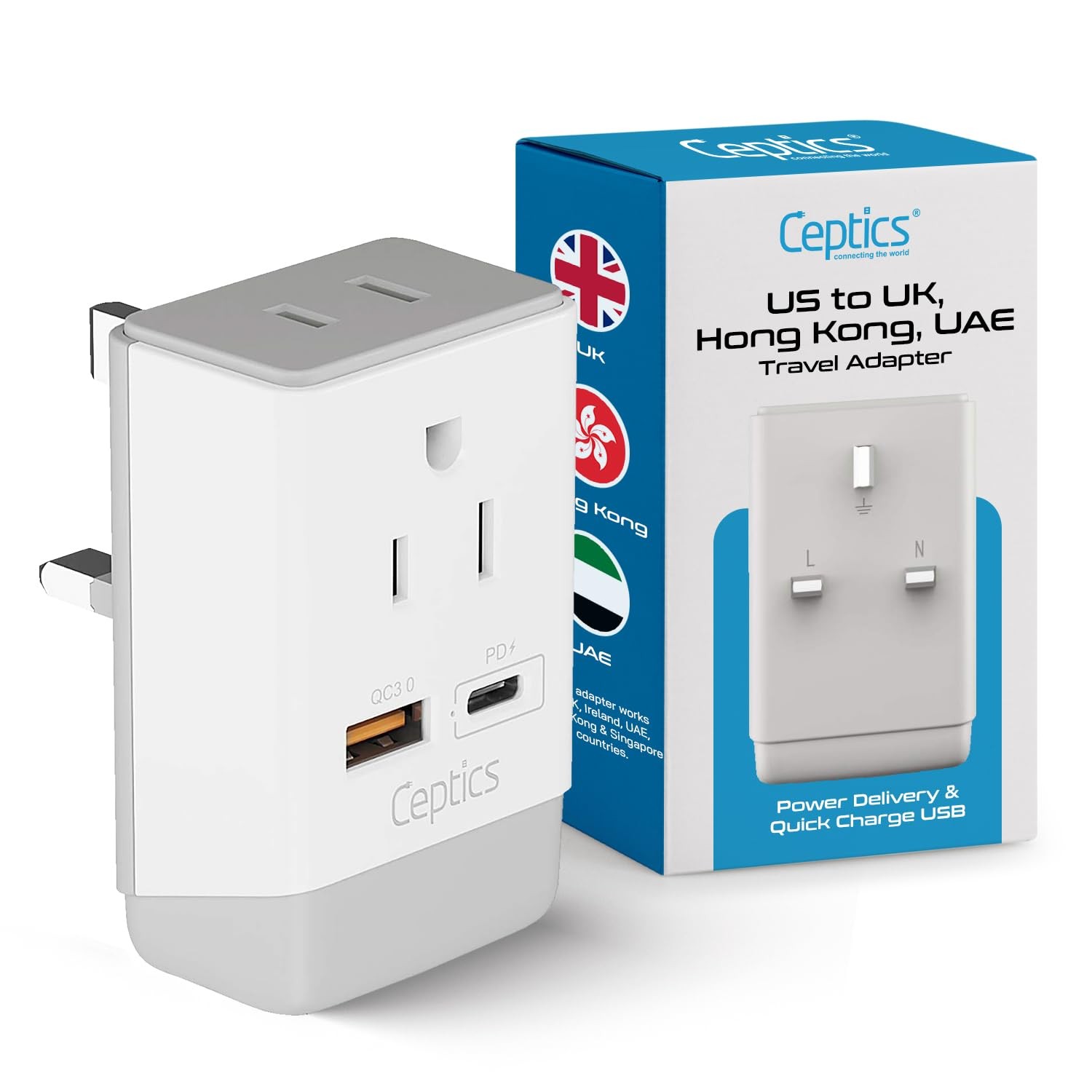 UK Ireland Hong Kong Plug Adapter, International Power Plug with USB & USB-C …