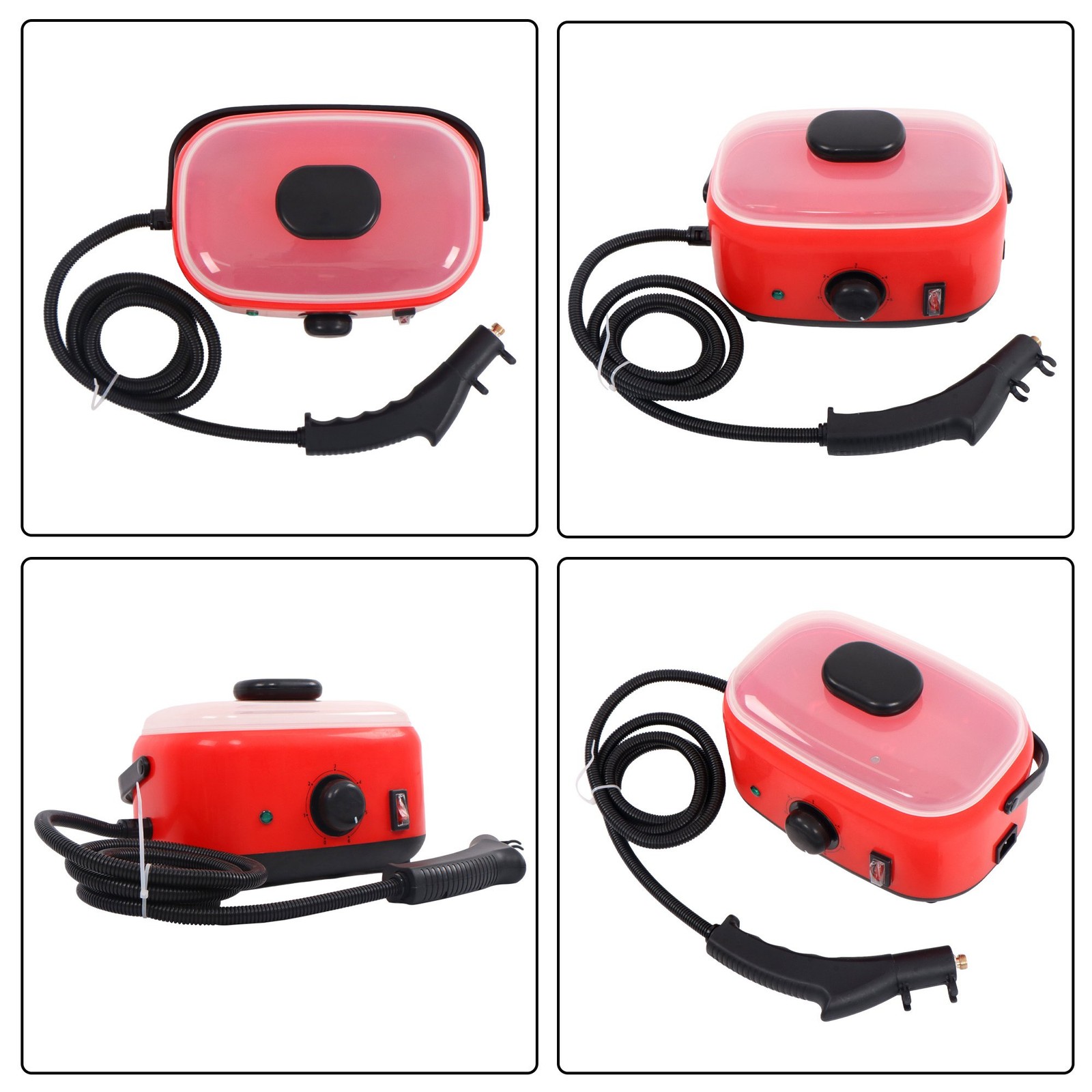 2500W Steam Cleaner 1500ml 110V Red Portable-Car Engine Degreasing&Tile Grout