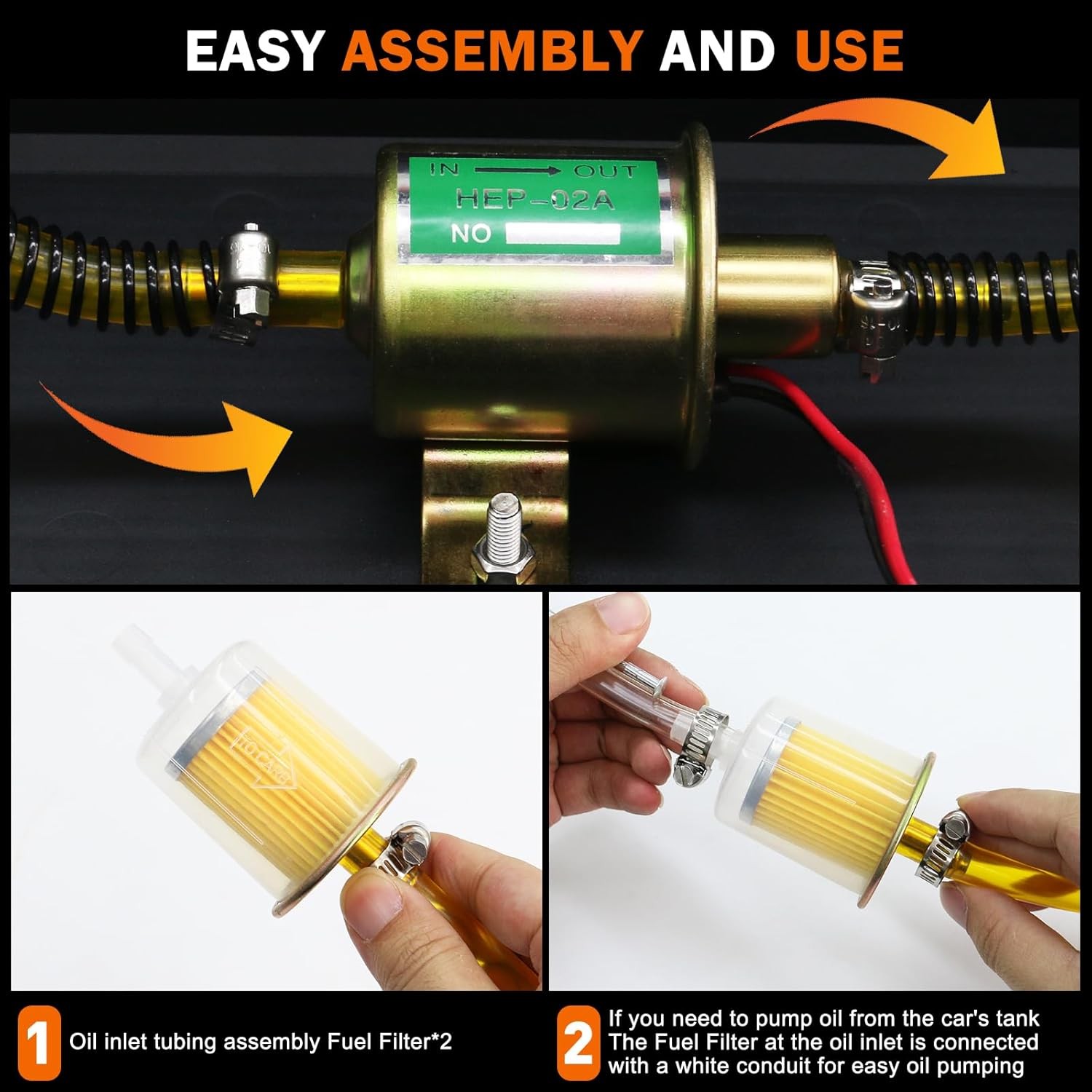 12V Fuel Transfer Pump Set, Gasoline Transfer Pump Kit, Electric Fuel Pump with