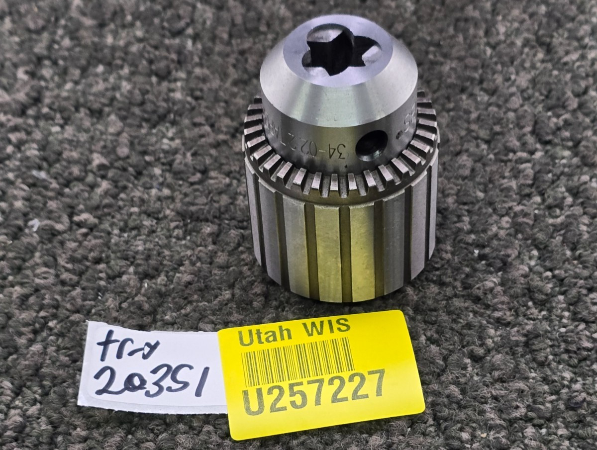 Jacobs 34-022 No. 2 Heavy-Duty Tapered Bearing Drill Chuck 0-1/2 inch Capacity