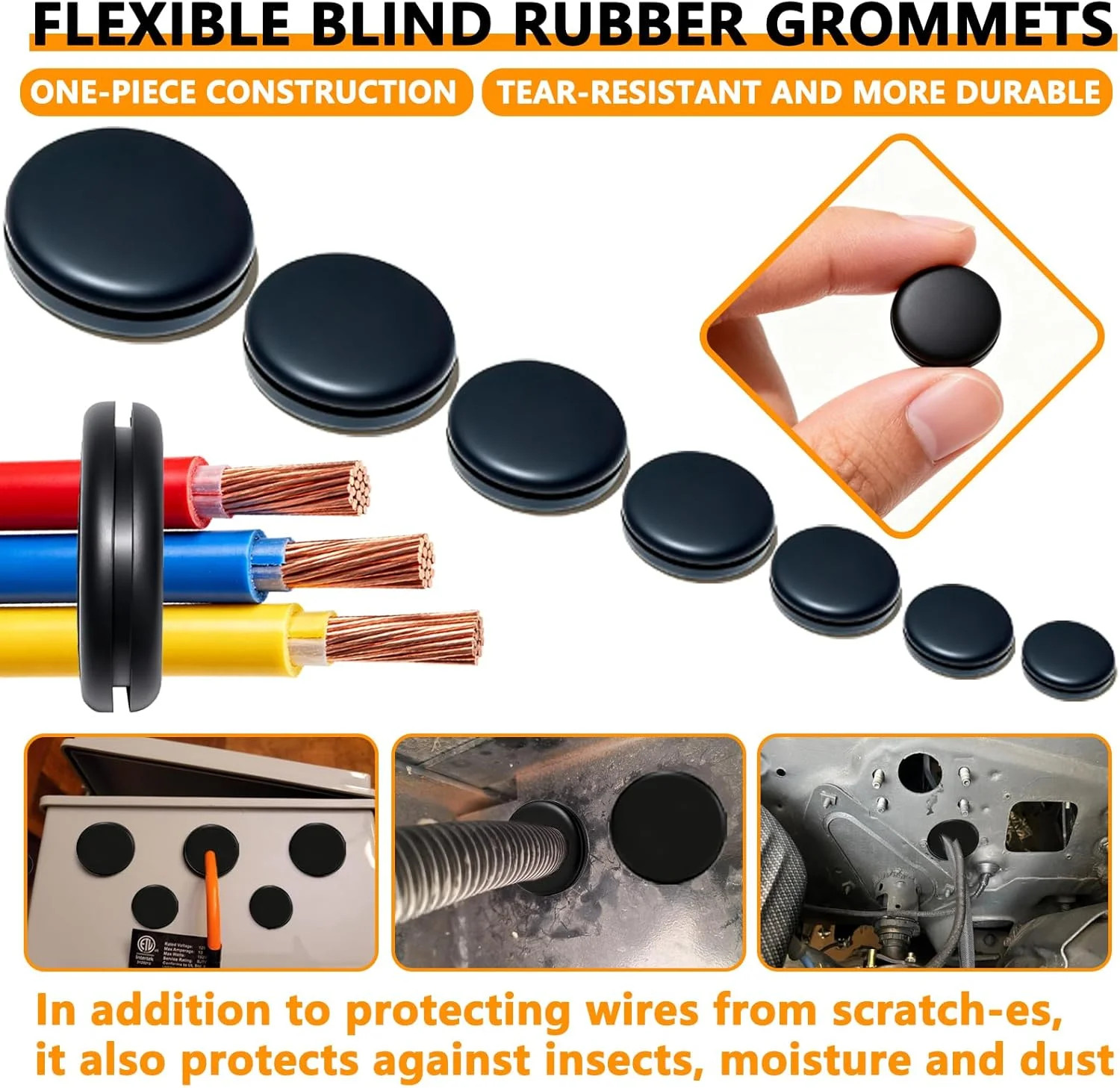 70 Piece Rubber Grommet Kit 7 Sizes Firewall Automotive Hole Plugs Grommets Set