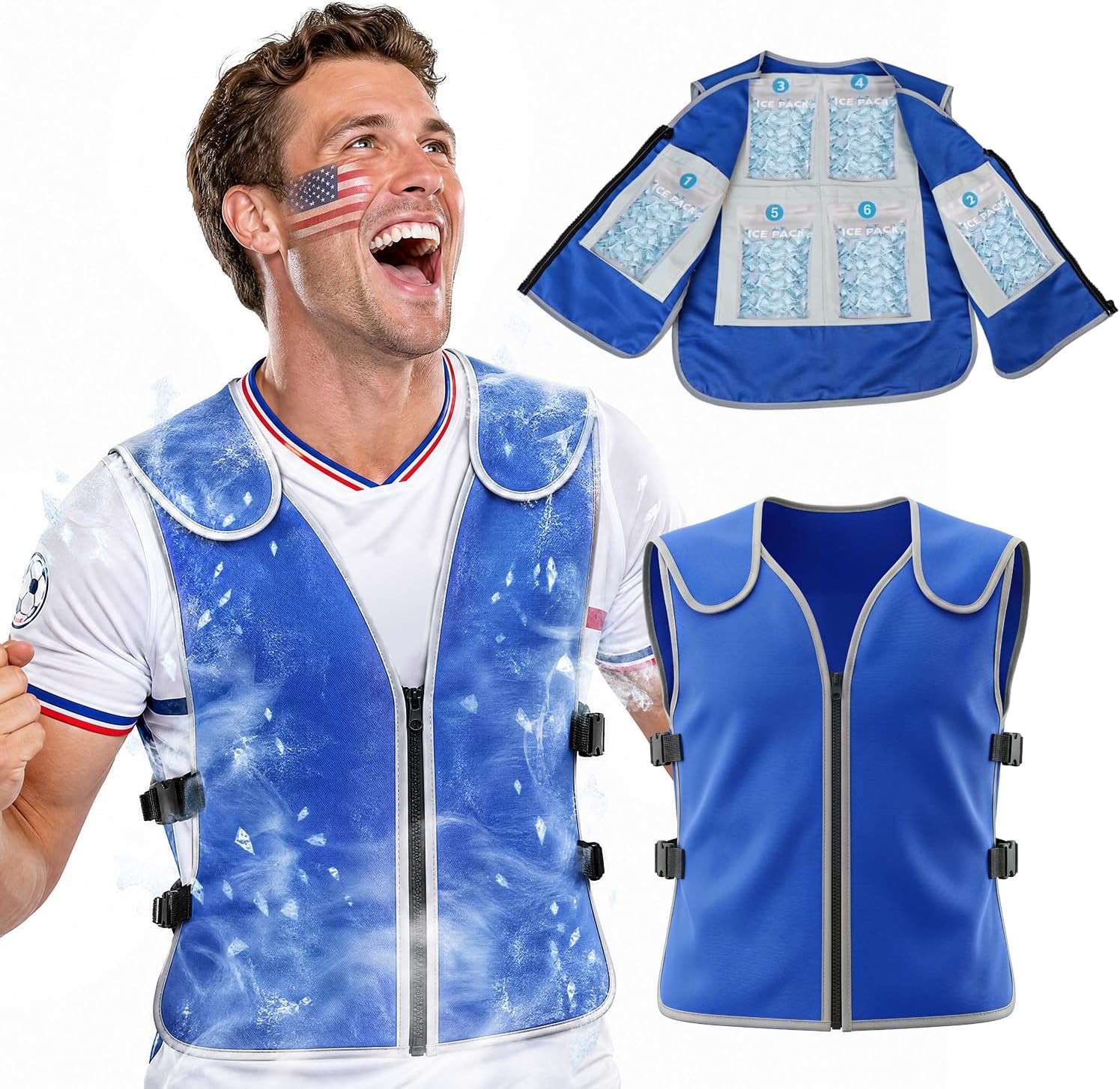 Cooling Vest with 24Pcs Ice Packs – Body Adjustable Cool Vest for Men Women