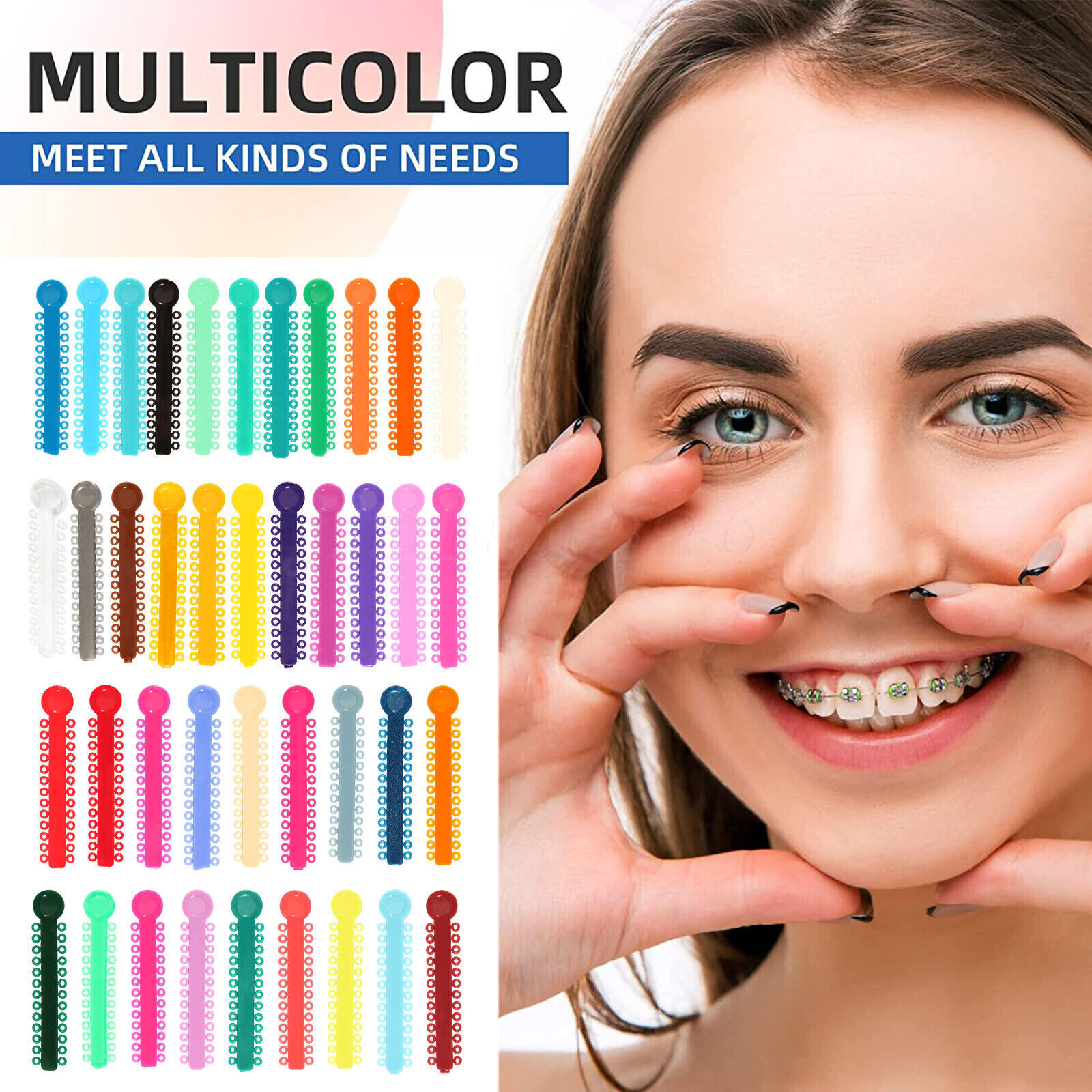 1040pcs Dental Orthodontic Ligature Ties Braces Elastic Rubber Bands 47 Colors
