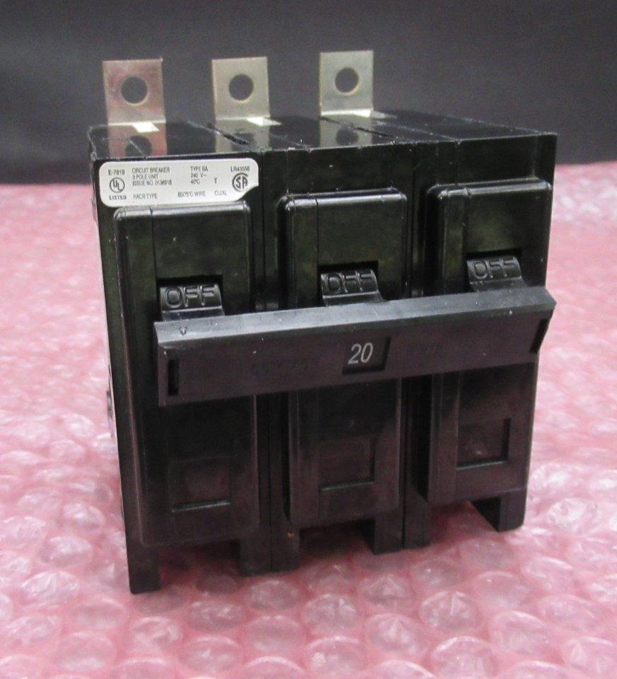 Eaton BAB3020H Quicklag Molded Case Circuit Breaker 20A, 3-Poles, 240V *NEW*