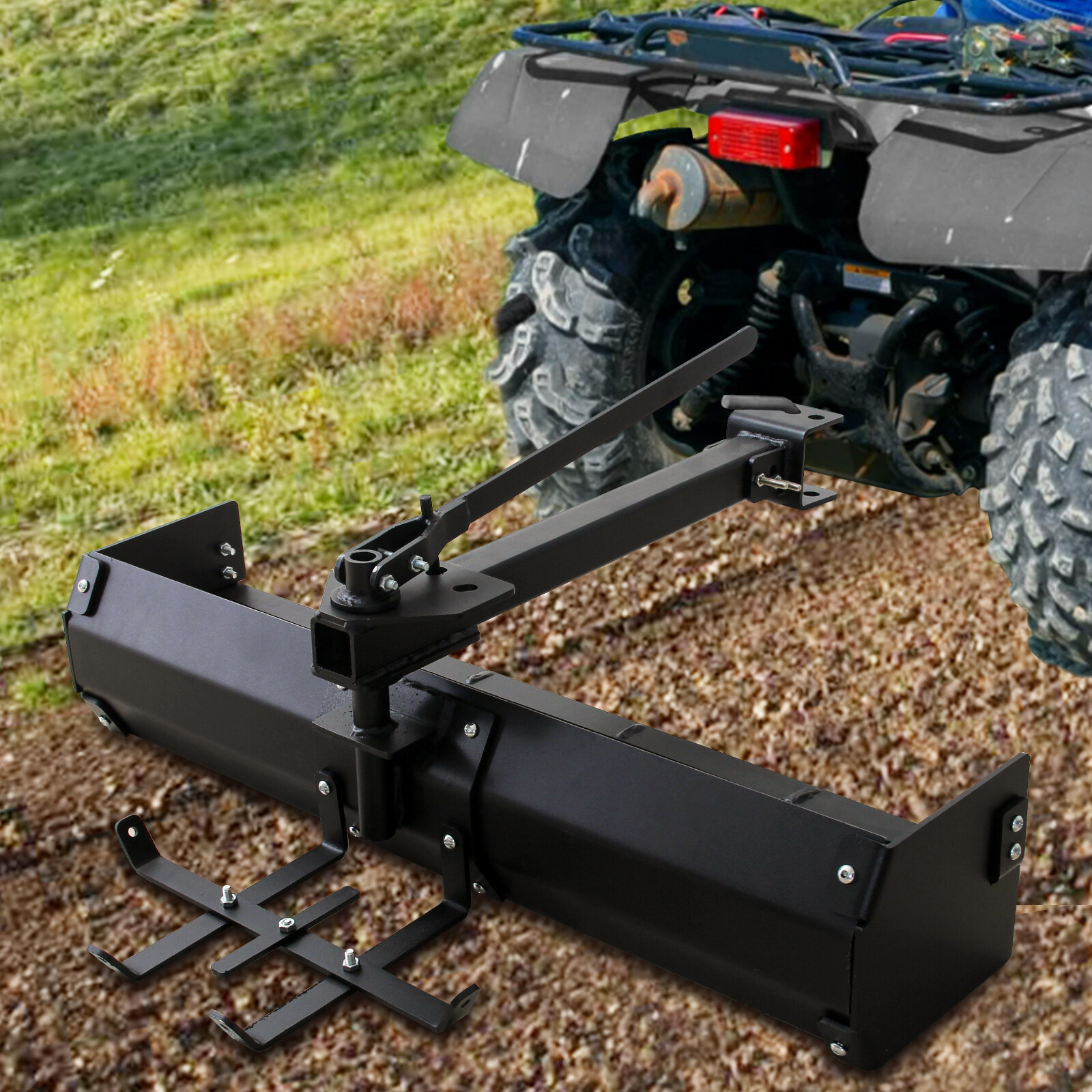 42″ Tow Behind Box Scraper Lawn Tractor Attachments, Box Blade Hitch Tow for ATV