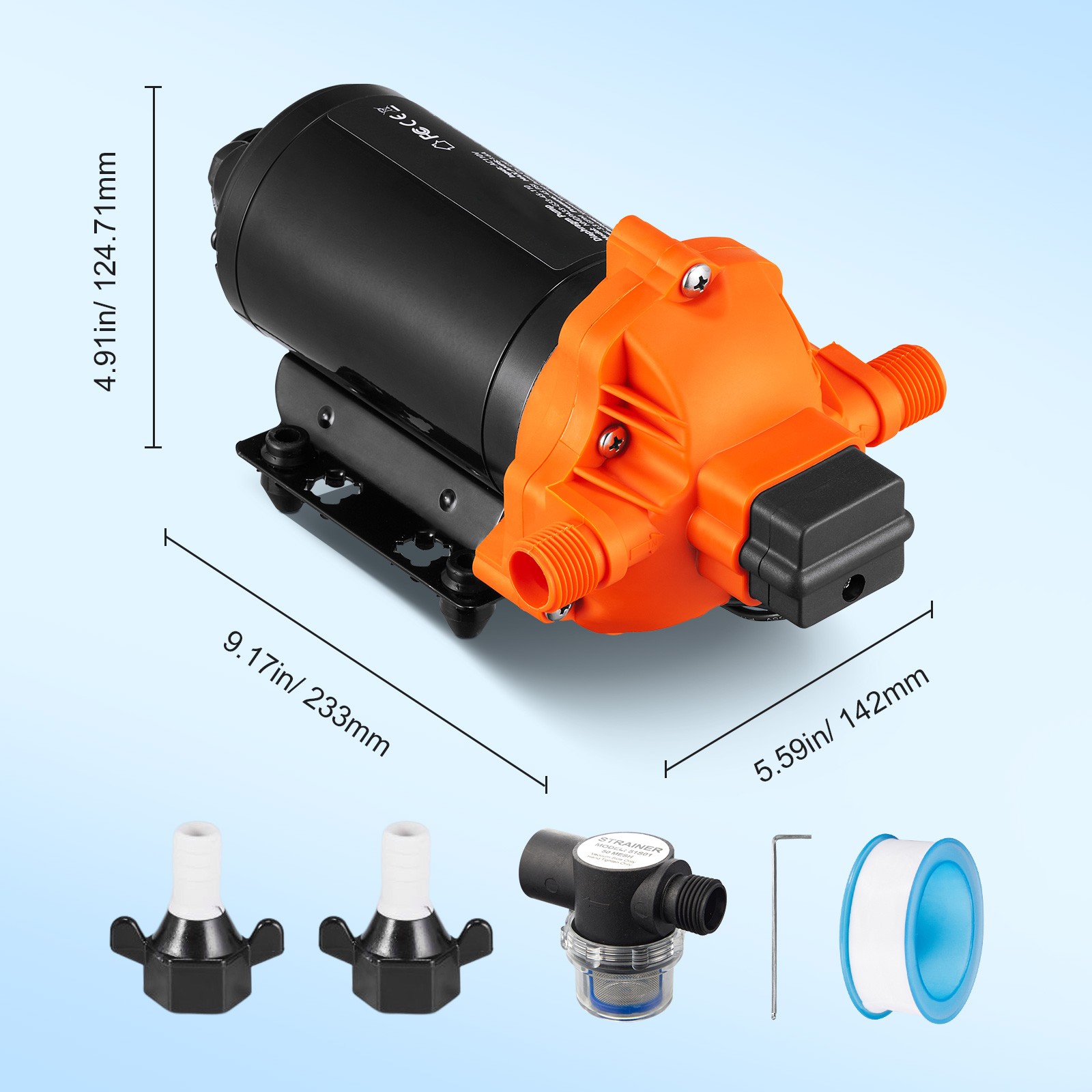 VEVOR 110V Water Pressure Diaphragm Pump Self-Priming Pump 45 PSI 3.3GPM Boat RV