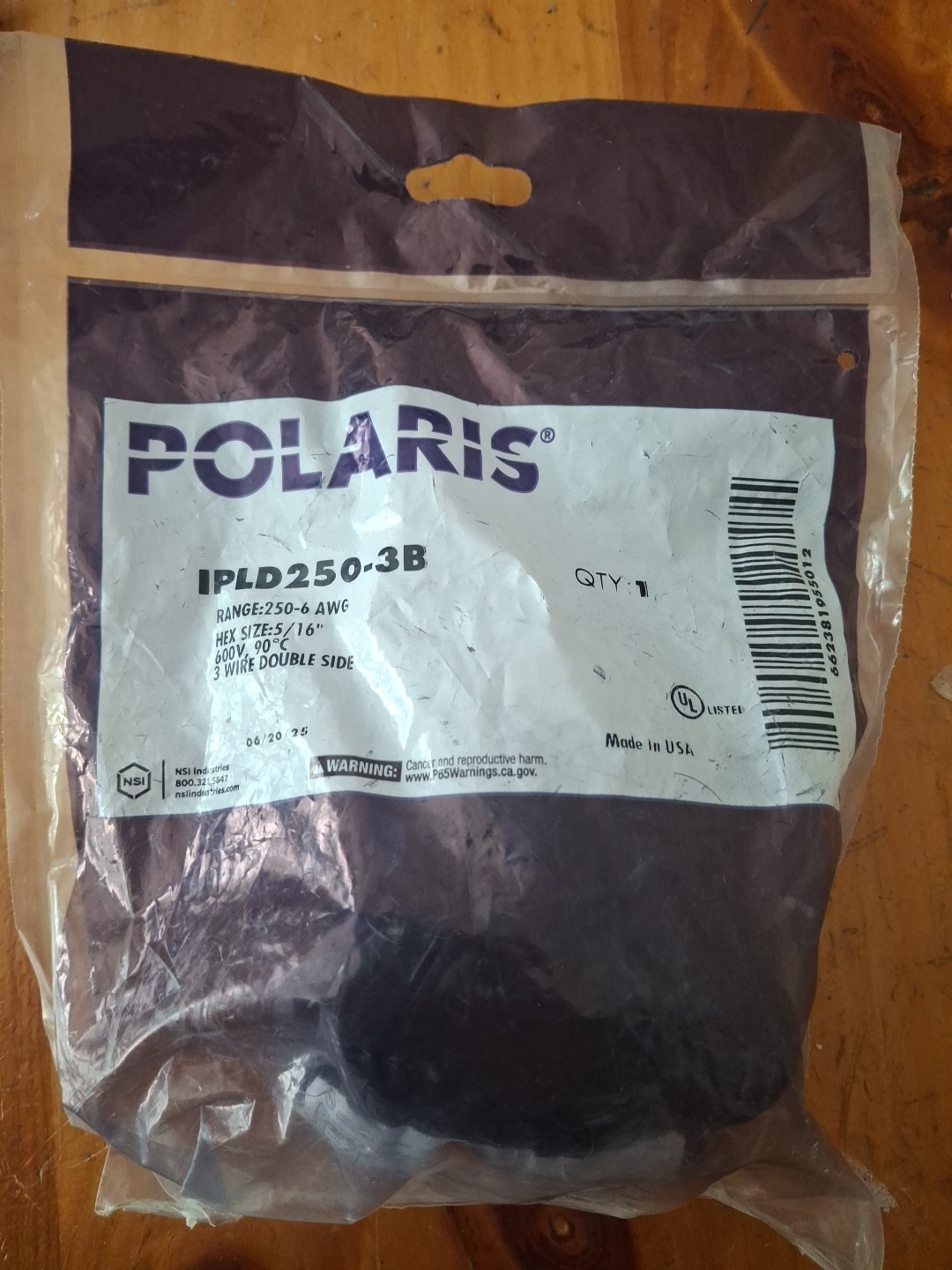 IPLD250-3B 250 MCM – 6 AWG POLARIS INSULATED MULTI-TAP CONN 3 PORT