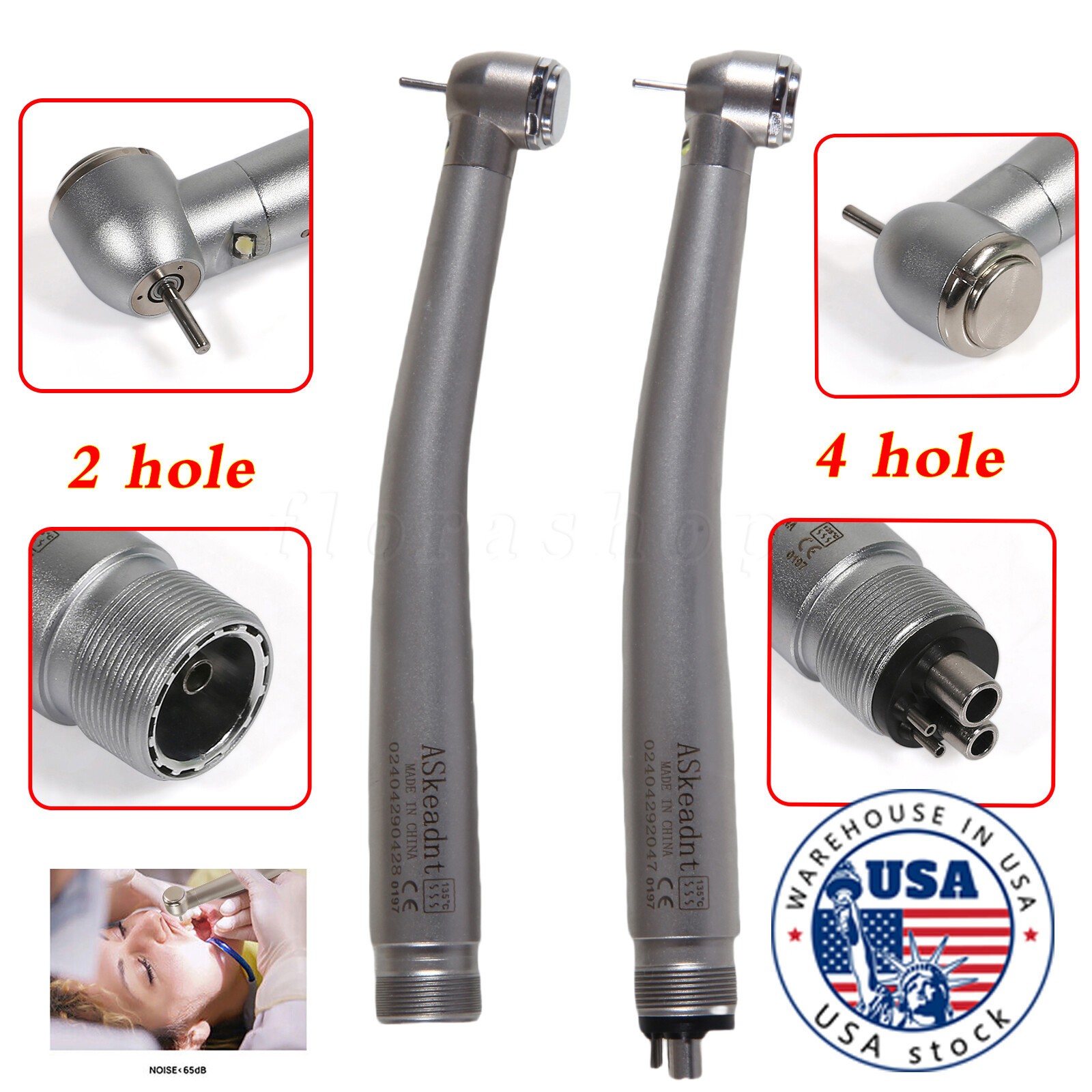 Estilo NSK Dental E-generator LED alta velocidad pieza de mano Cabeza de par