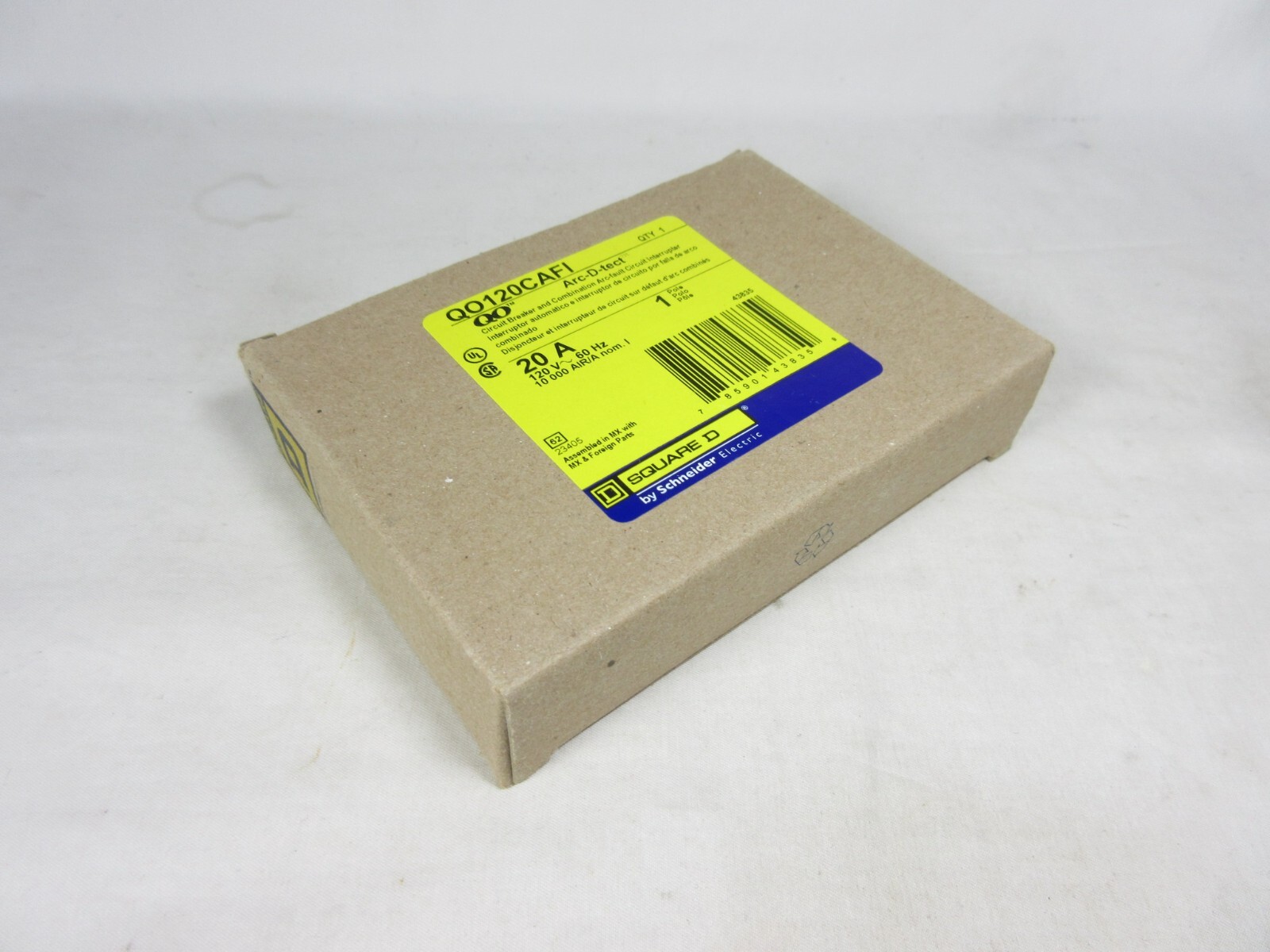 Schneider, Square D, Circuit Breaker, QO120CAFI, 20 Amps, 120 Volts, New in Box