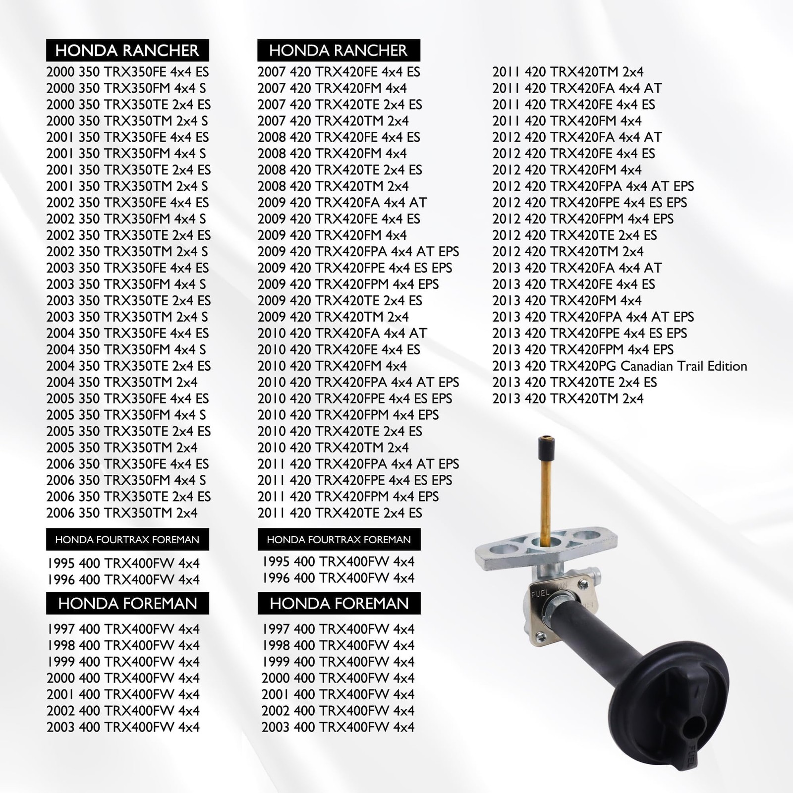 Fuel Cock Petcock with Lever Assy with Honda TRX250 TRX350 TRX400 TRX420 TRX4…
