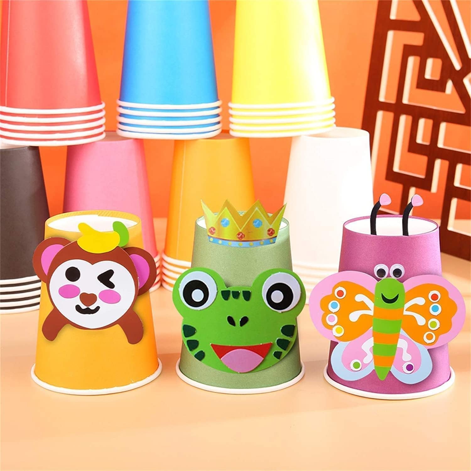 60 Pack Paper Cups, 250ml Multicoloured Party Cups Biodegradable Disposable…