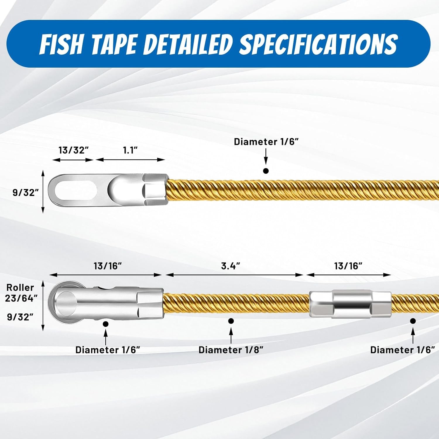 100Foot Fish Tape Cable Puller with Pulley & Fish Tape Fastener,Boat Wire Pullin