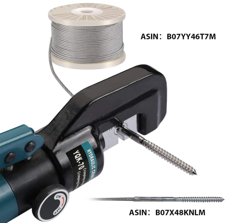 Crimpadora hidráulica con cortacables para acero inoxidable 1/8 a 3/16, Nuevo