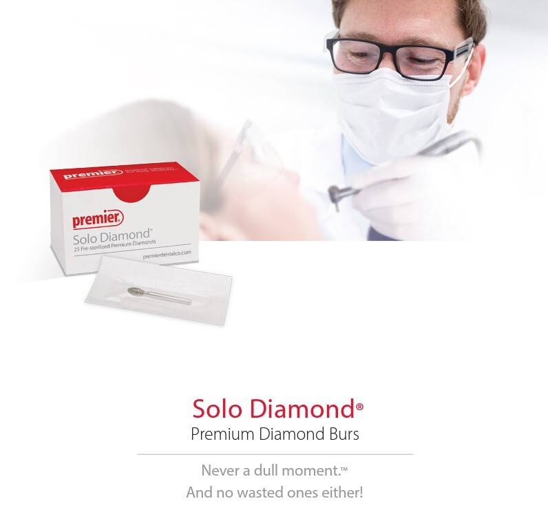 Premier Dental SOLO Premium Diamond Burs GROSS REDUCTION 6051017C 25pcs USA
