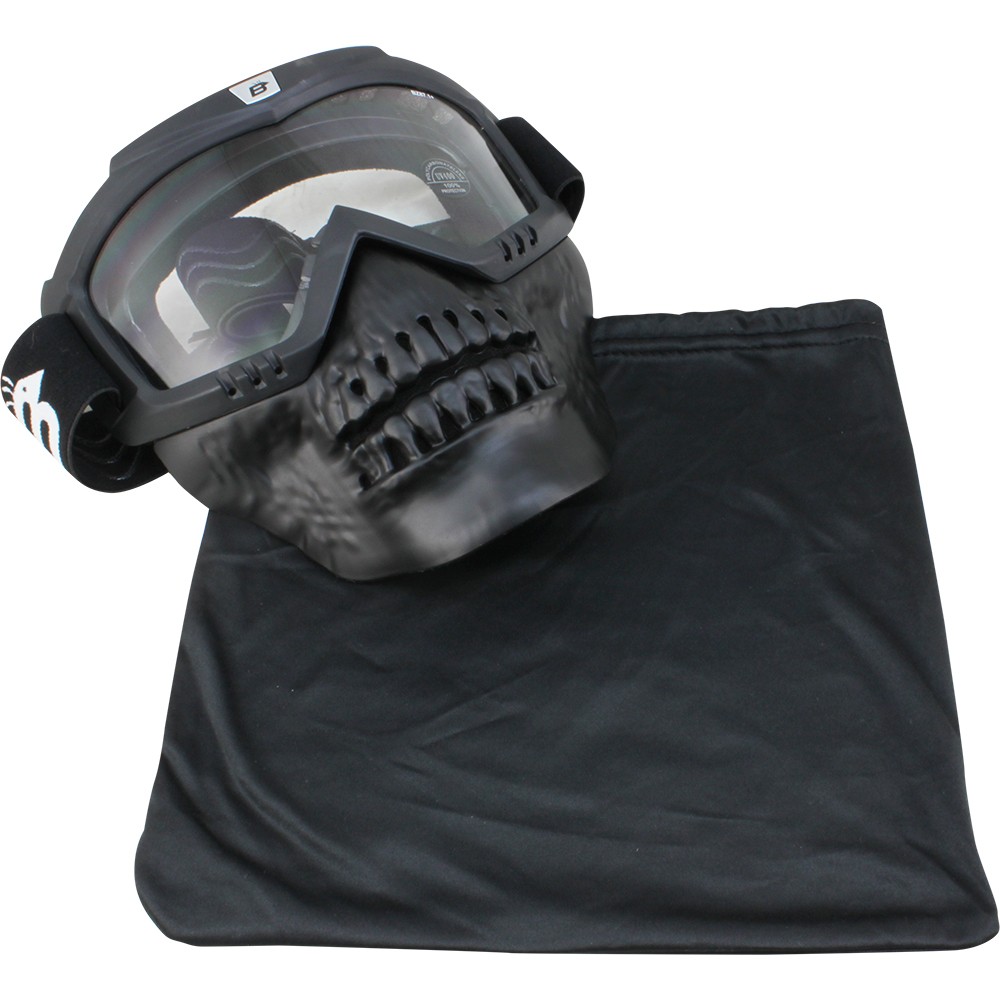 2 Birdz Eyewear Skullbird Detachable Skull Masks with Goggles Clear + Smoke Lens