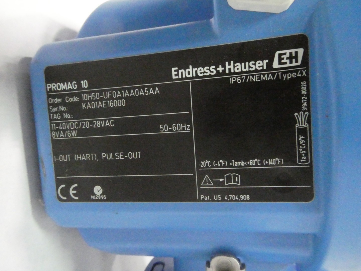Endress Hauser 10H50-1077/156 10h50-uf0a1aa0a5aa Promag 10 Flow Meter 2in