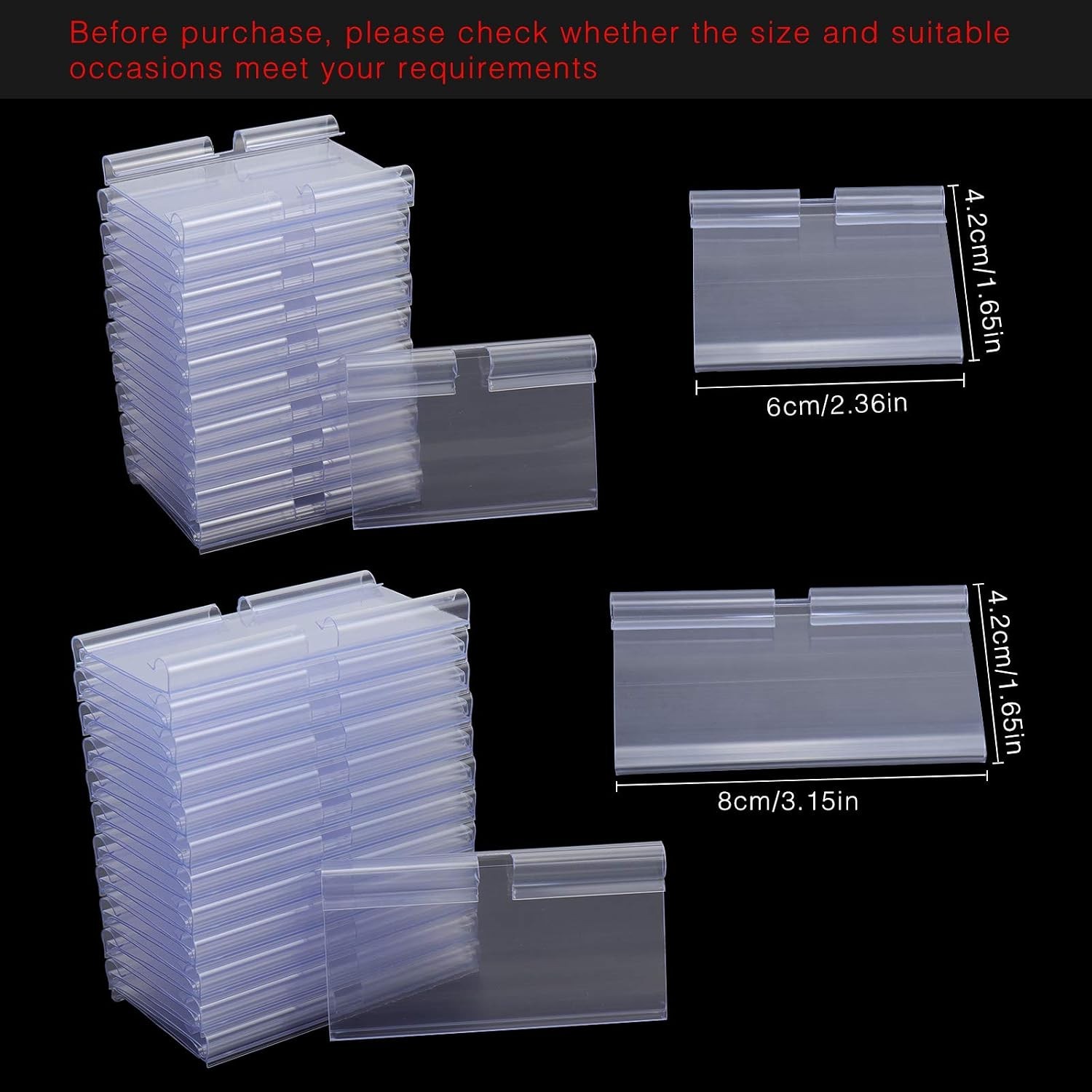 Versatile 50 Pcs Shelf Tag Holders – Durable PVC with Double Snap Lock Design