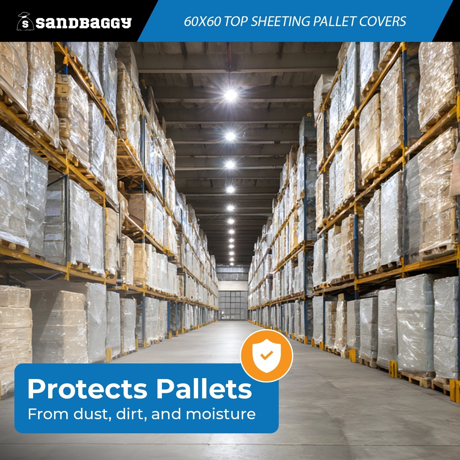 60″ x 60″ Clear Top Sheeting Pallet Covers – 1.25 Mil, USA Made – Sandbaggy