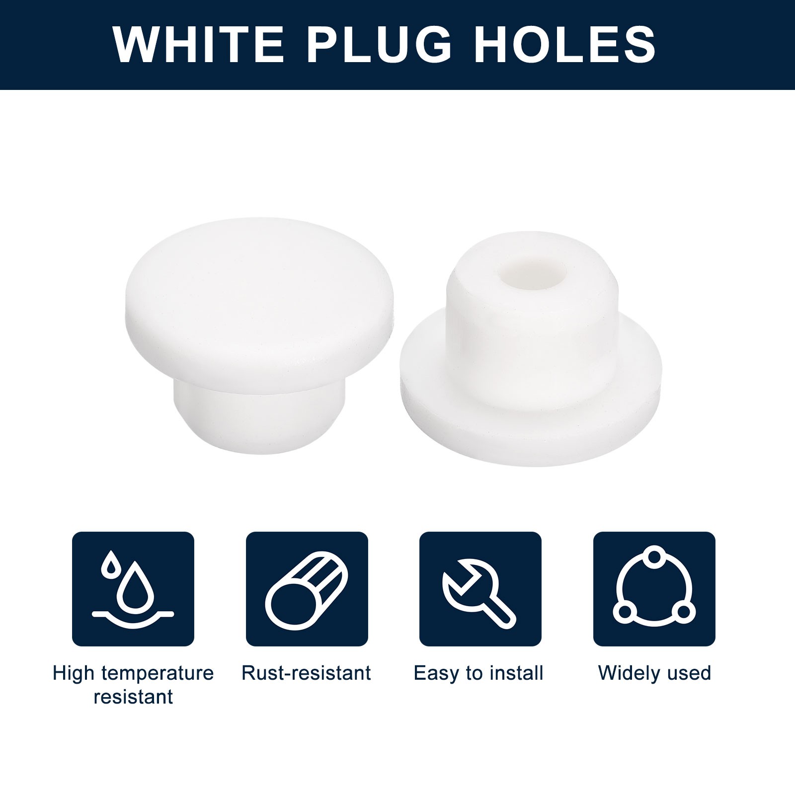 6Pcs White Plug Holes,Rubber Button Plug for 14mm/0.55″ Hole