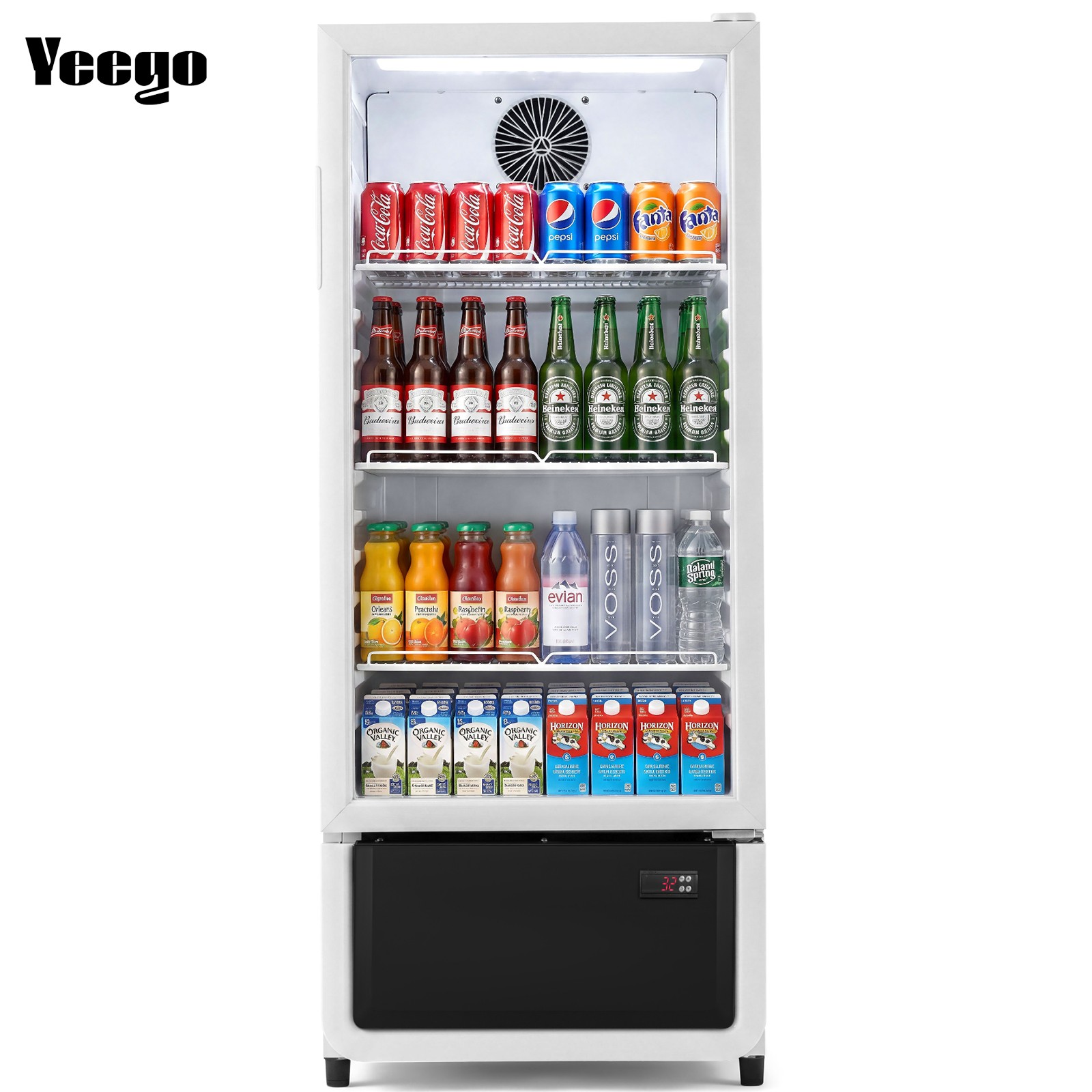 Yeego Commercial Upright Refrigerator 6.85 Cu.ft Beverage Display Cooler White
