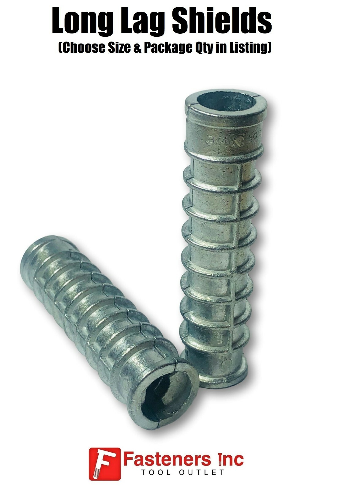 LONG Lag Screw Shield Anchor Zinc Alloy 1/4″ 5/16″ 3/8″ & 1/2″ Choose Pack Size