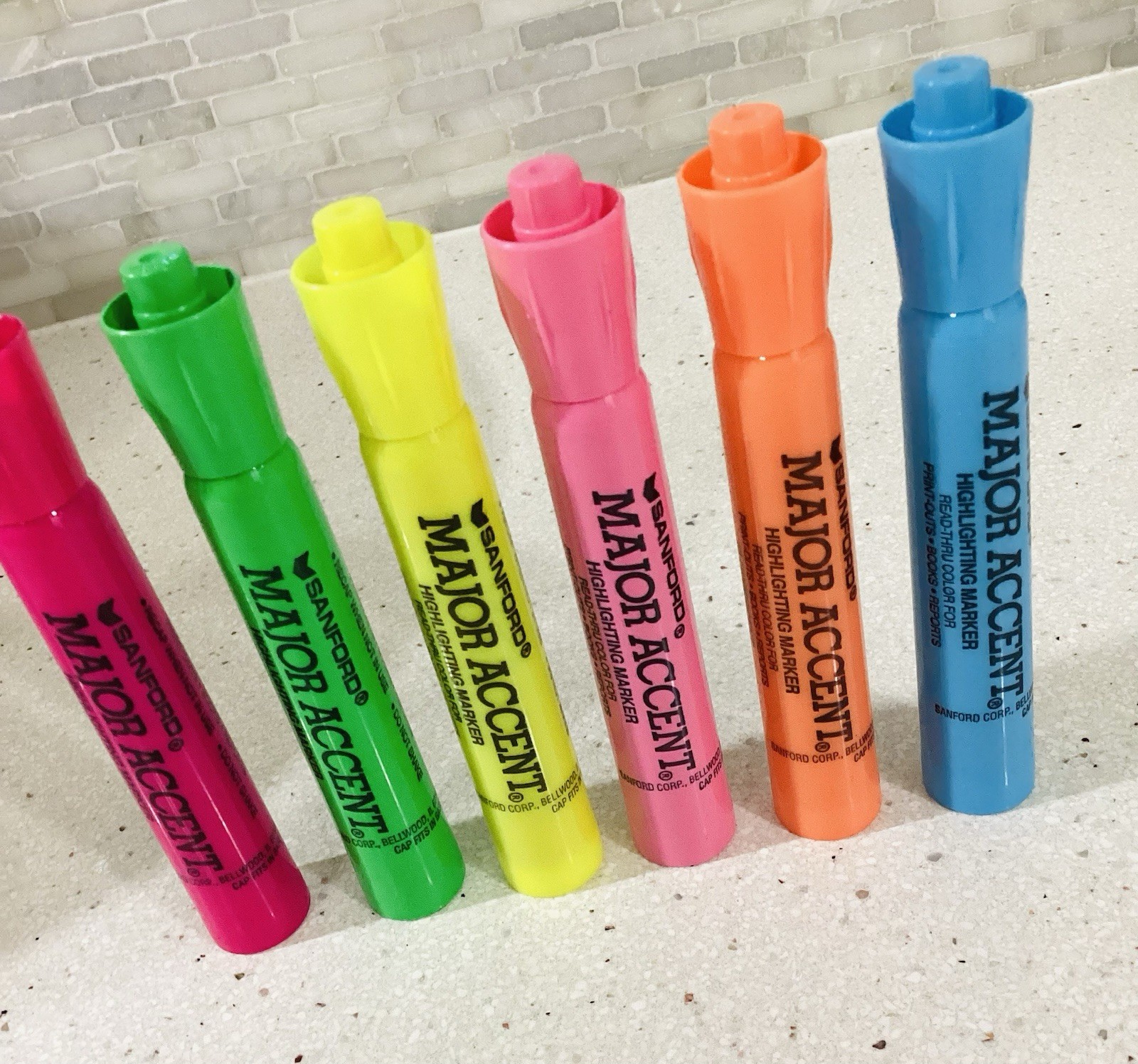 6 Vintage Sanford Major Accent Highlighters – 6 Colors