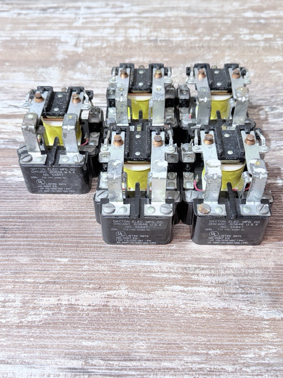 5 New Dayton 5X847 General Purpose Power Relay Surface Mounted NO BOX Some Wear