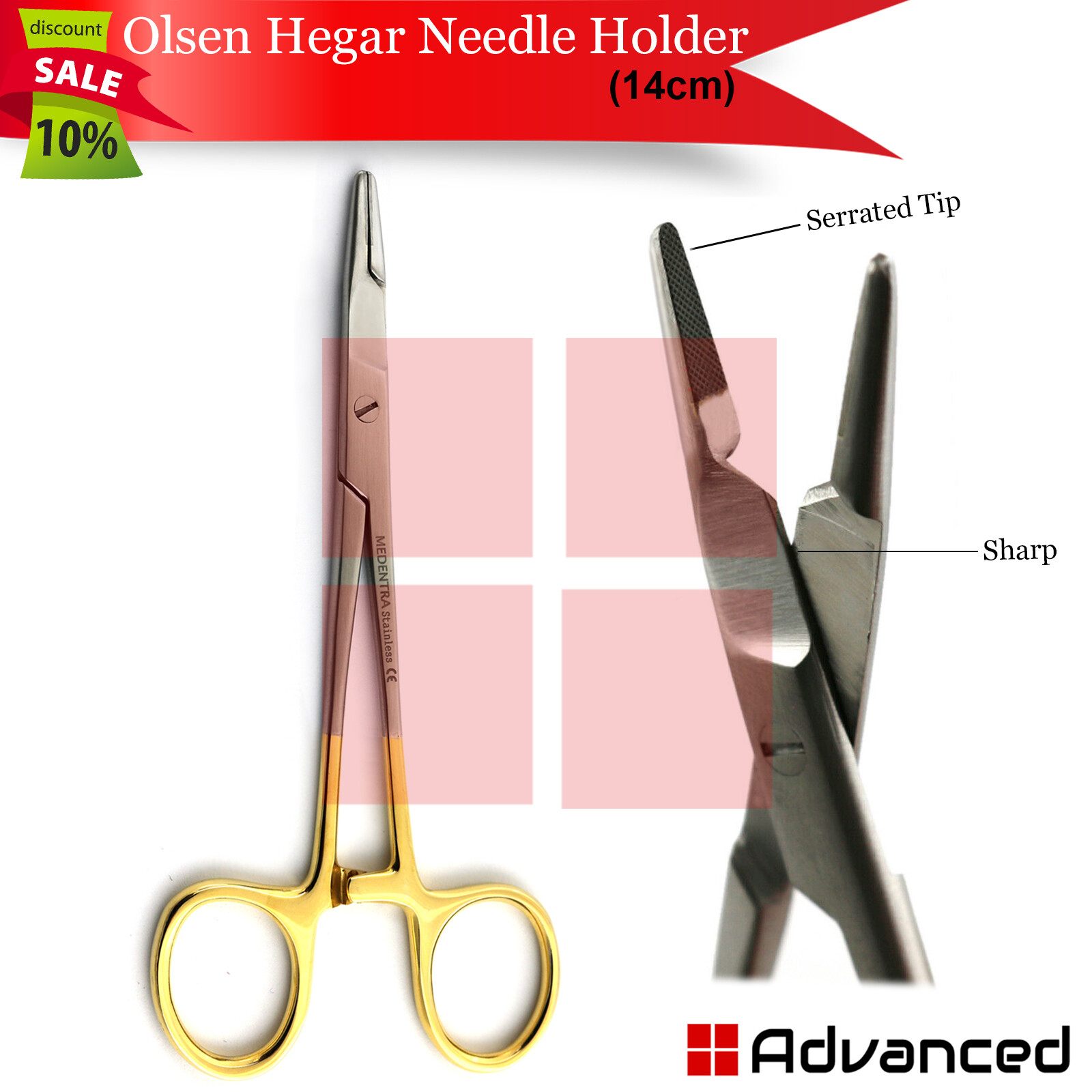 Surgical Suture Forceps Serrated TC Olsen-Hegar Needle Holder Driver 14cm Dental