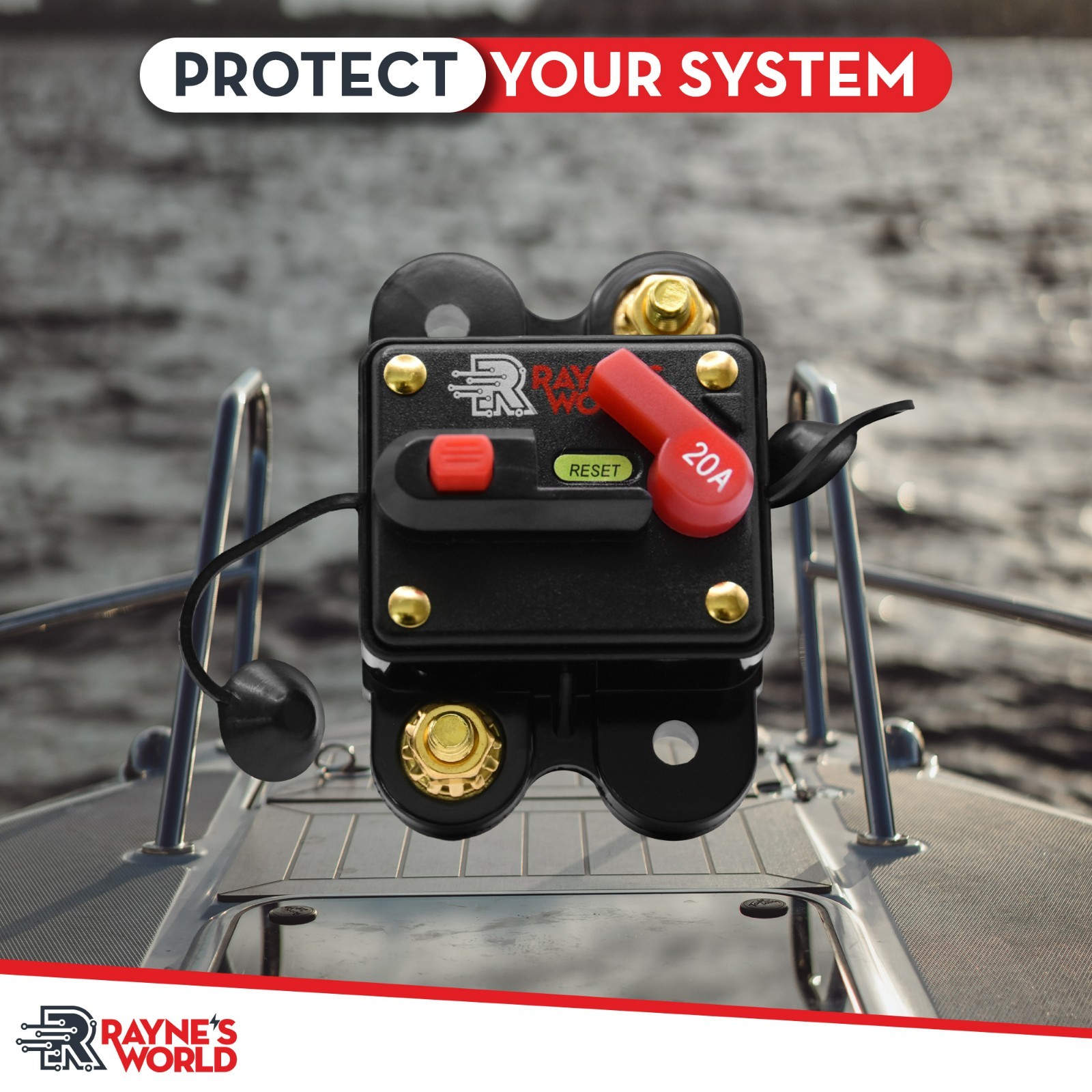 20 Amp Waterproof Circuit Breaker Auto/Marine/Solar 12-48V DC Manual Reset