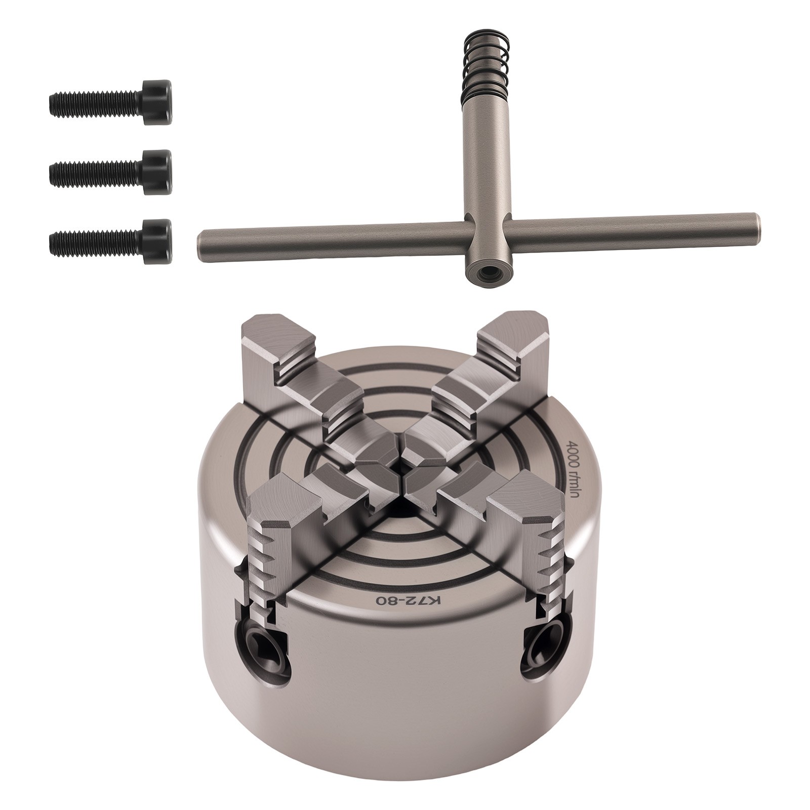 K72-80 4 Jaw Self Centering Metal Chuck 80mm Lathe HT300 Iron K7280