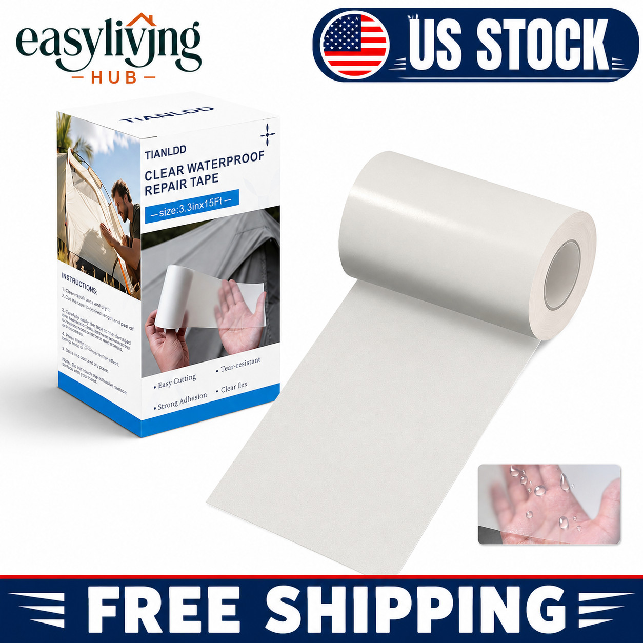 Waterproof Vinyl Repair Tape HeavyDuty 3.3in x 15ft for Boat Tents Tarps RV