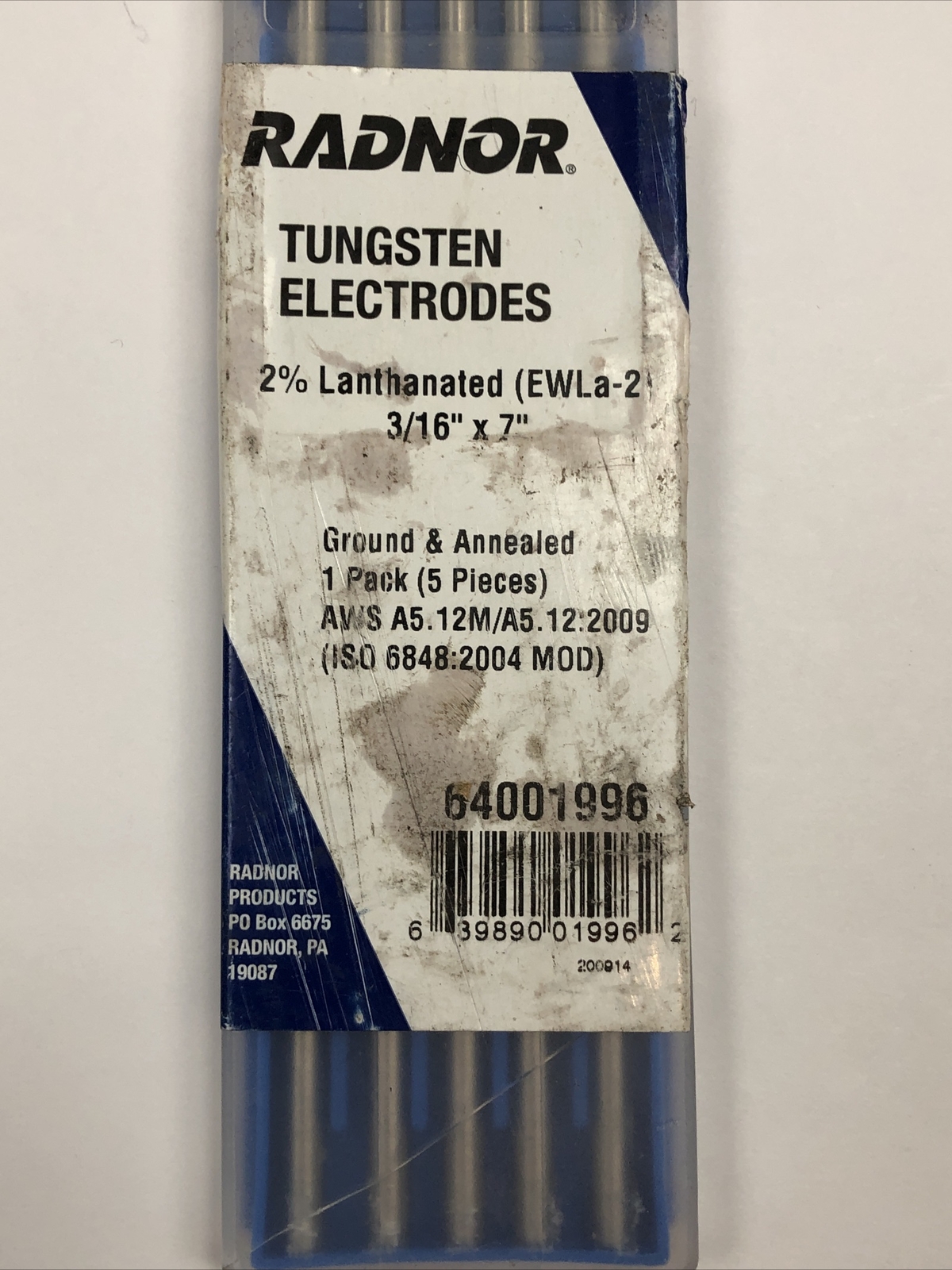 Radnor Tungsten Electrodes Rod 2% Lanthanated Ground & Annealed 5 Pcs 3/16″ X 7″