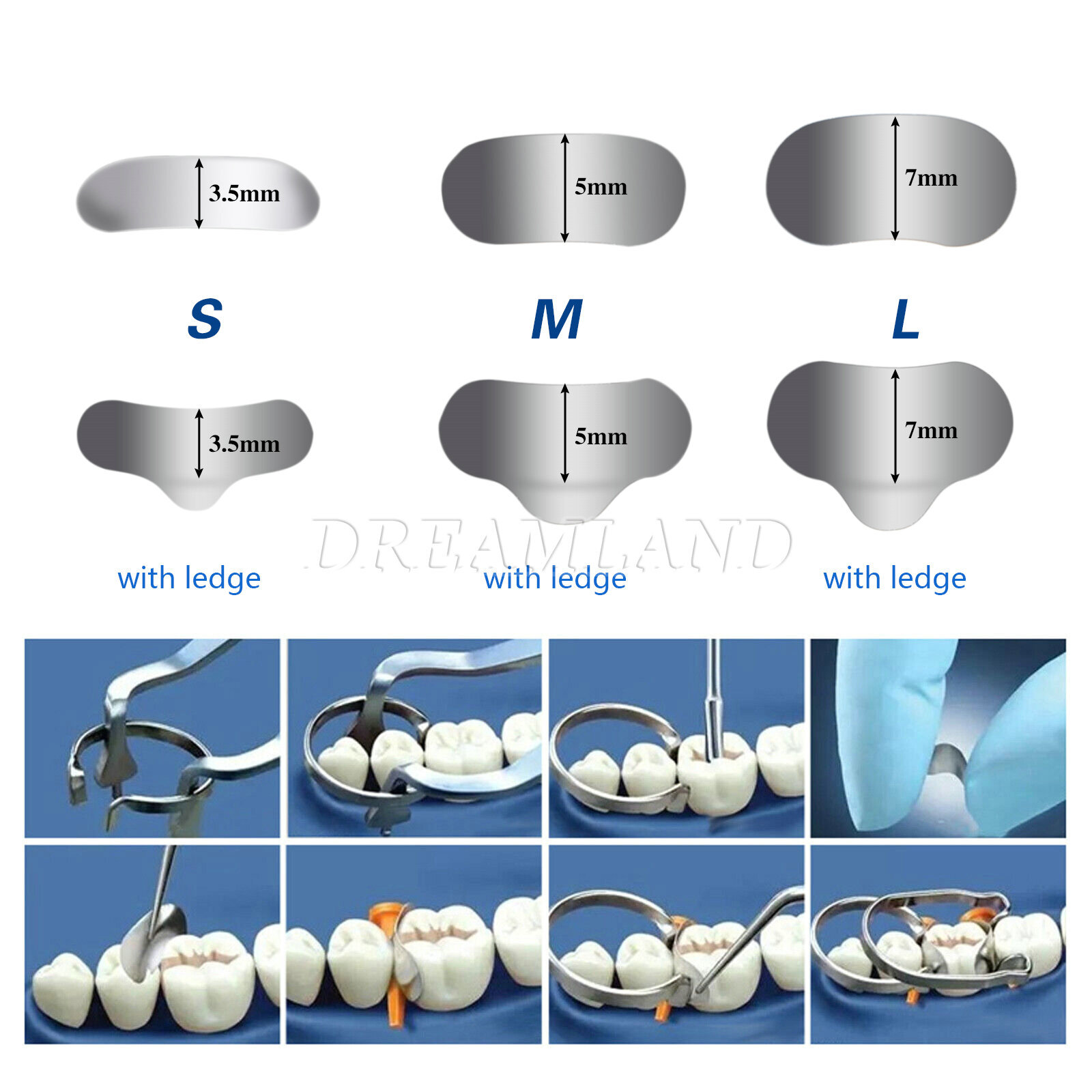 50 * Dental Metal Matrices Sectional Contoured Matrix Refill Hard band S/M/L