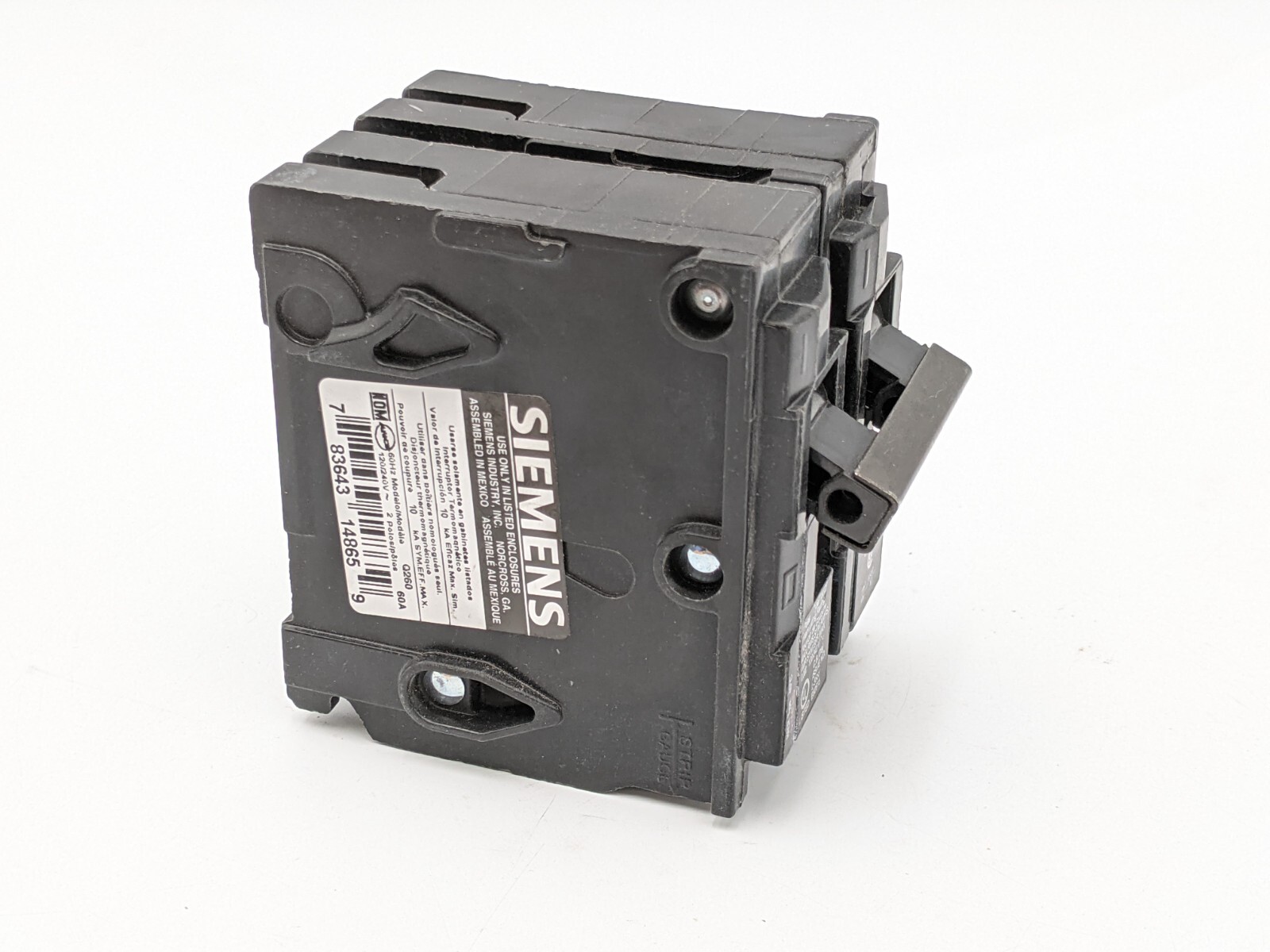 Siemens Q260 Plug-In Circuit Breaker 60A 240V 2P 1PH QP 60 AMP 240 Volt 2 Pole