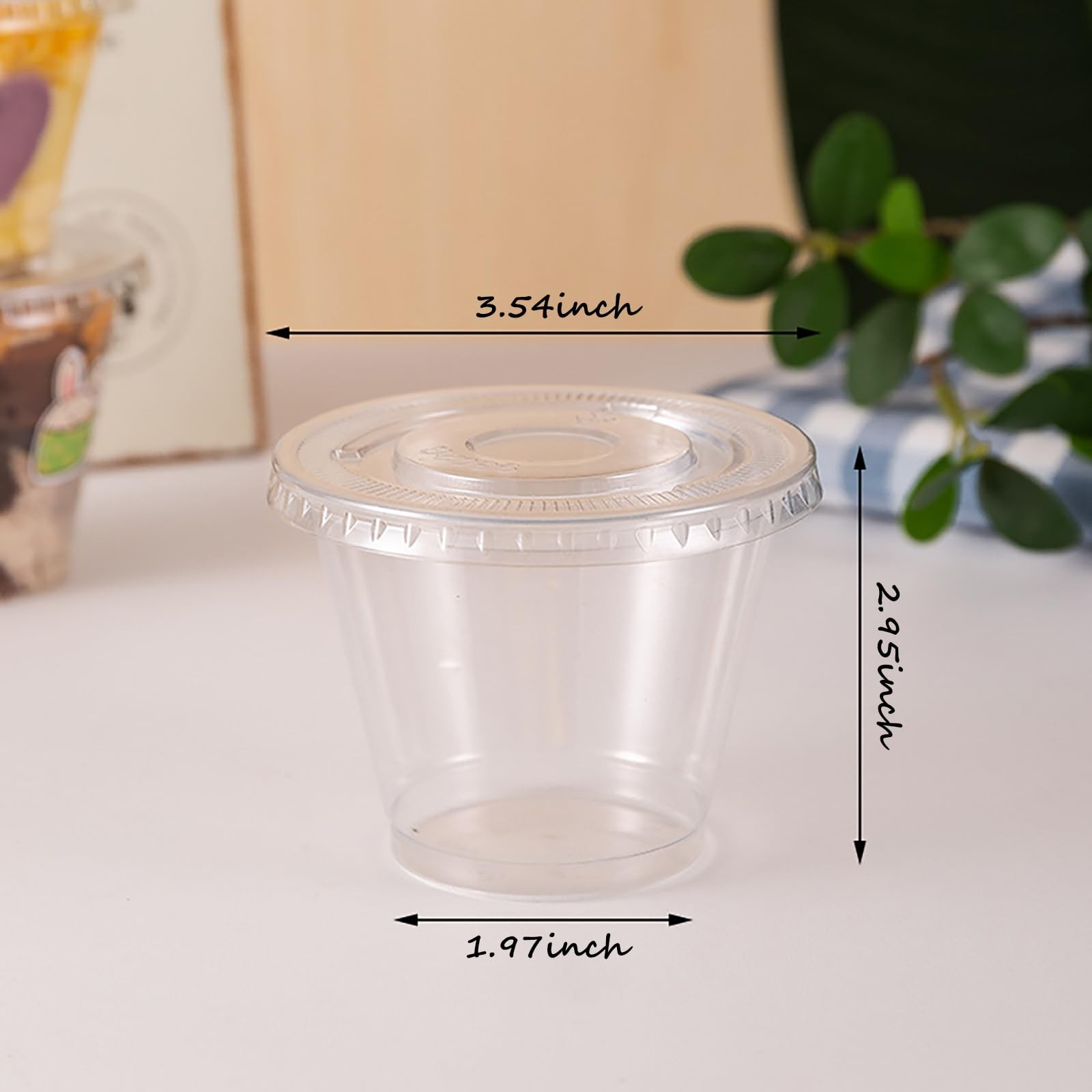 50 Sets 9 Oz Clear Disposable Plastic Portion Cups With Lids, Disposable Cups…