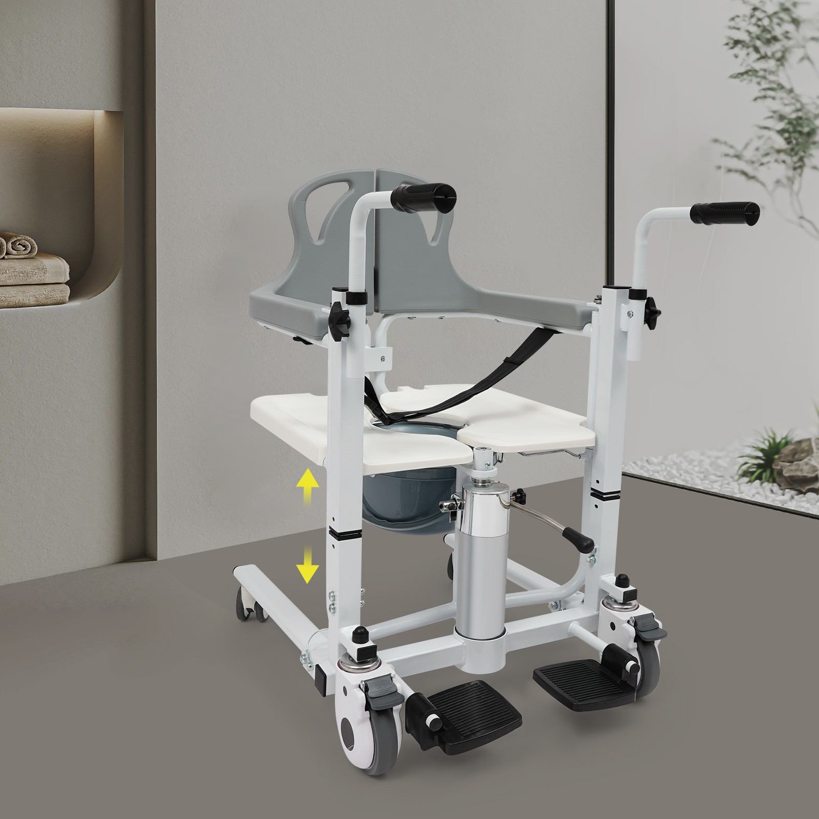 136kg/299.83lbs Patient Lift Nursing Chair Patient Hydraulic Transfer Wheelchair