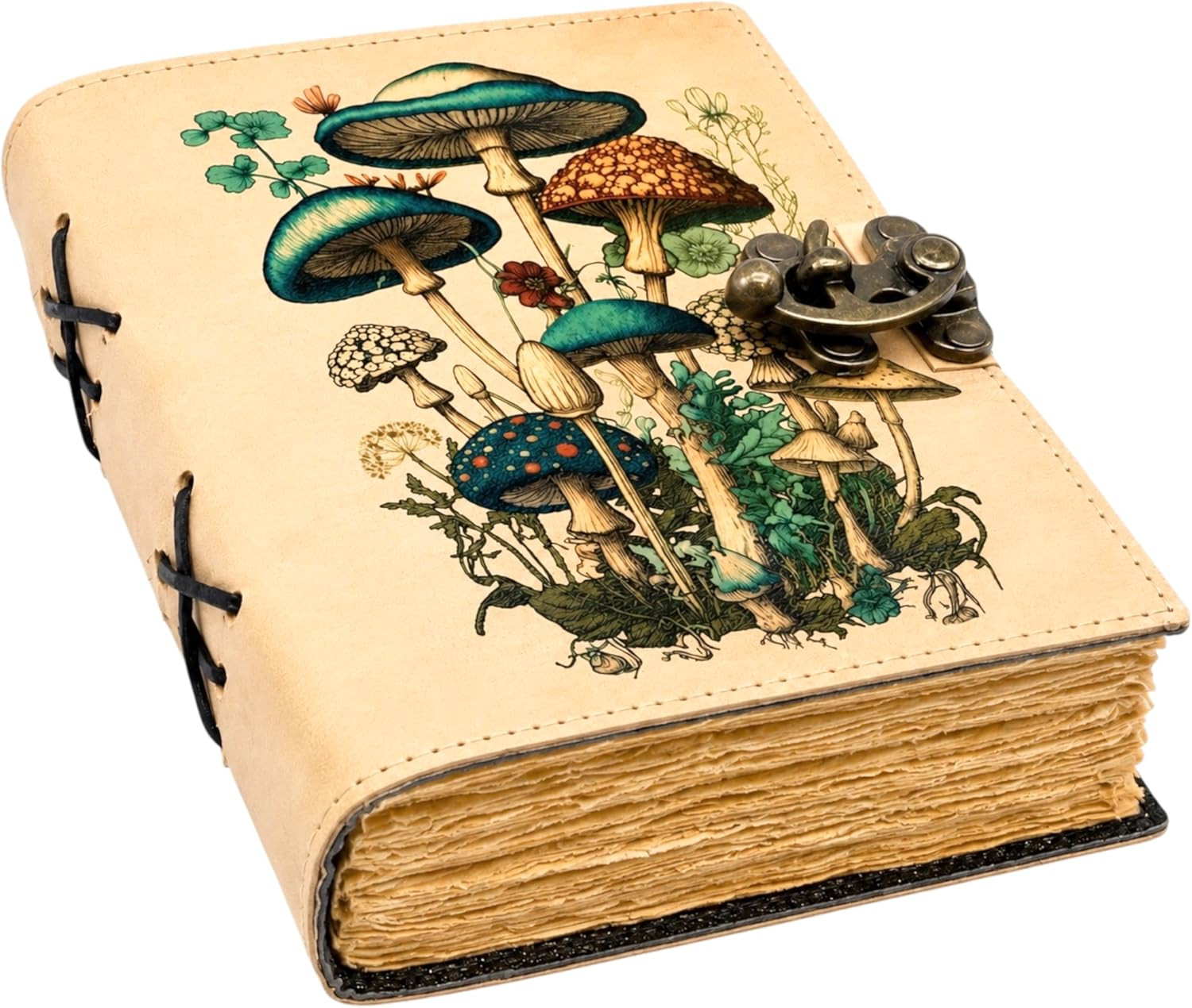 Spell Book of Shadows Journal with Lock Clasp Vintage Handmade Leather Luna Moth