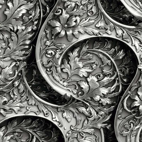 Western Style Silver Engraving 45- 18″x46″ Hydrographic Film Hydro Dipping