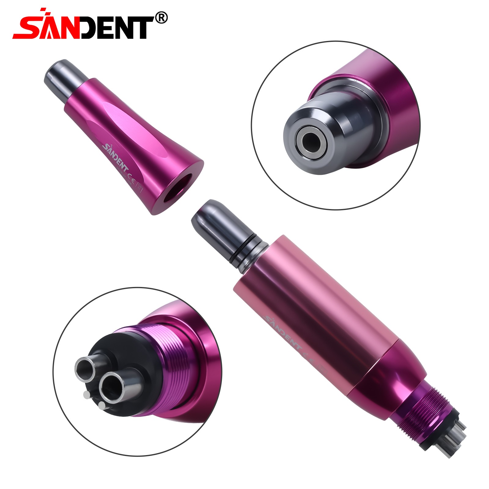 360° Swivel Dental Hygiene Prophy Handpiece Air Motor 4 Holes & 4:1 Nose Cone