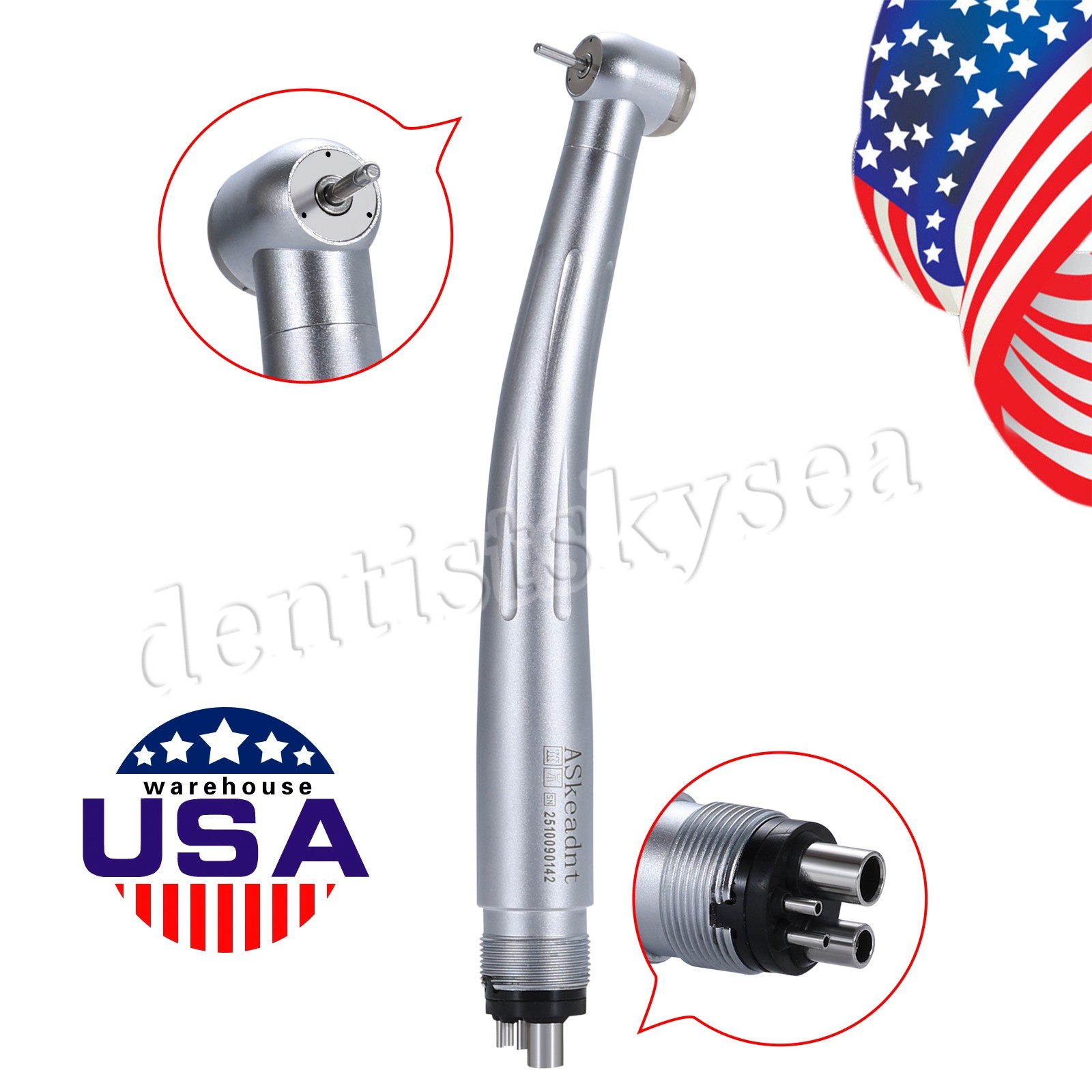 Dental High Speed Handpiece 4-Hole Quick Coupler Fit KaV NSK Turbine Push Button