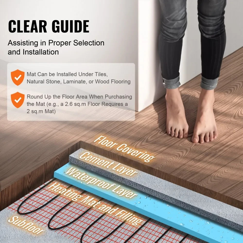 VEVOR | Floor Heating Mat | 100 Sq. ft | Electric Radiant In-Floor Heated | Warm