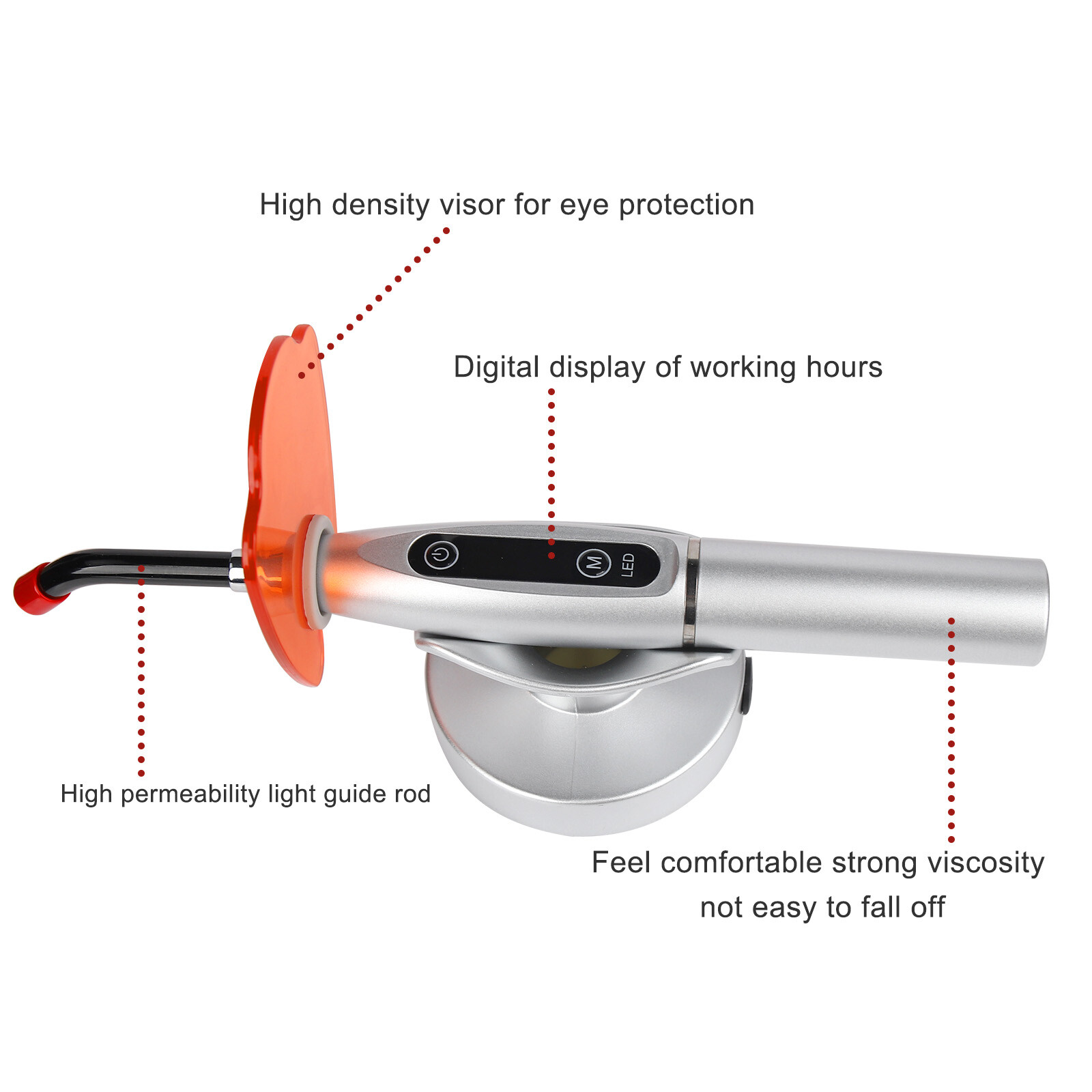 Dental Wireless Cordless LED Curing Light Lamp 2000mw Resin Cure Machine 5W