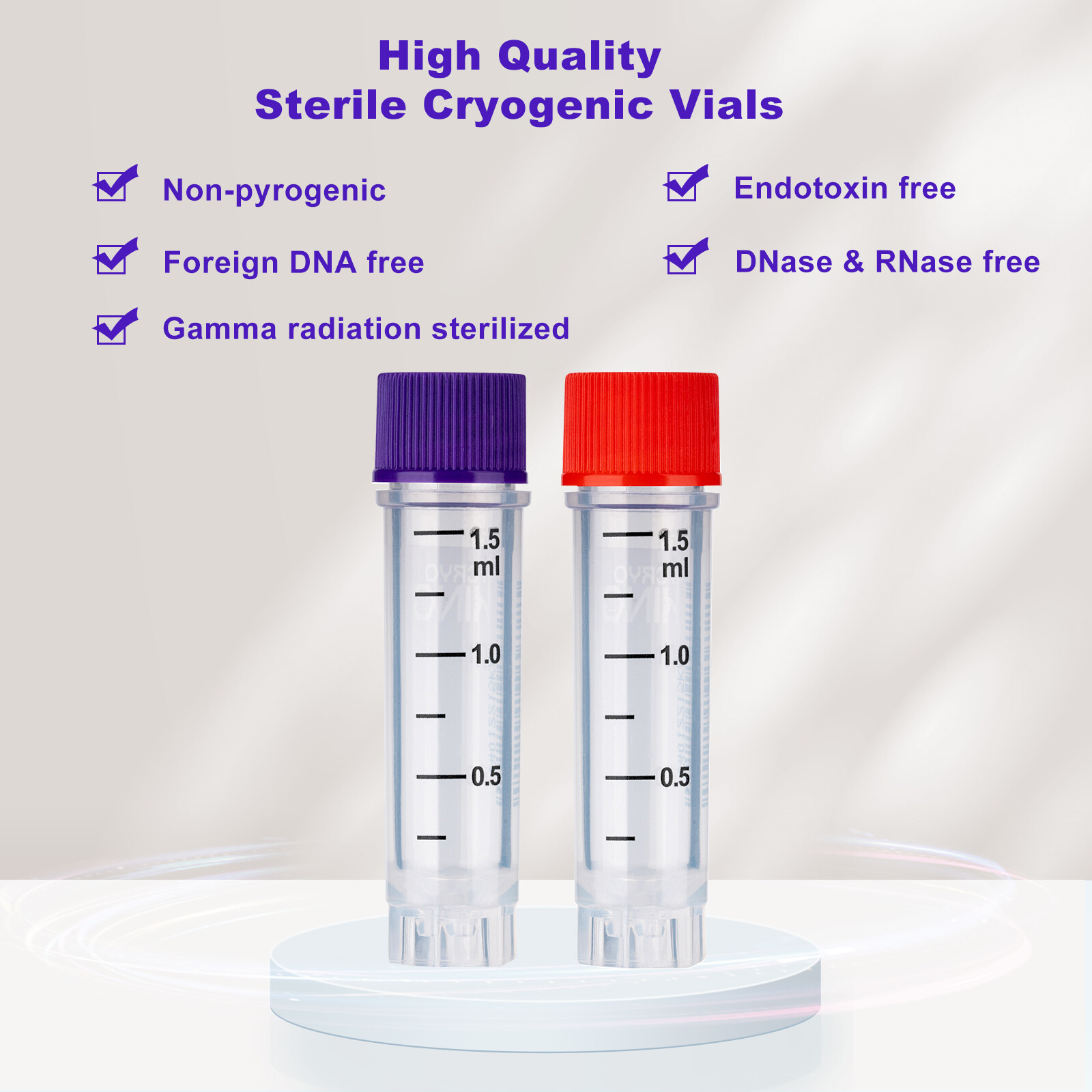 1000Pcs 1.5ml Cryogenic Vials, Sterile Vials with Side Barcode