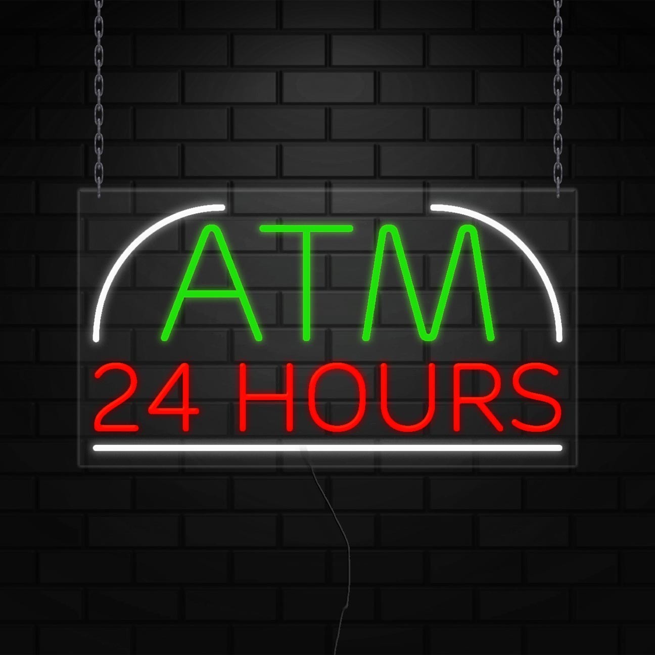 ATM 24 Hours Sign for Business Displays | LED Flex Neon | 37″W x 20″H x 1″D